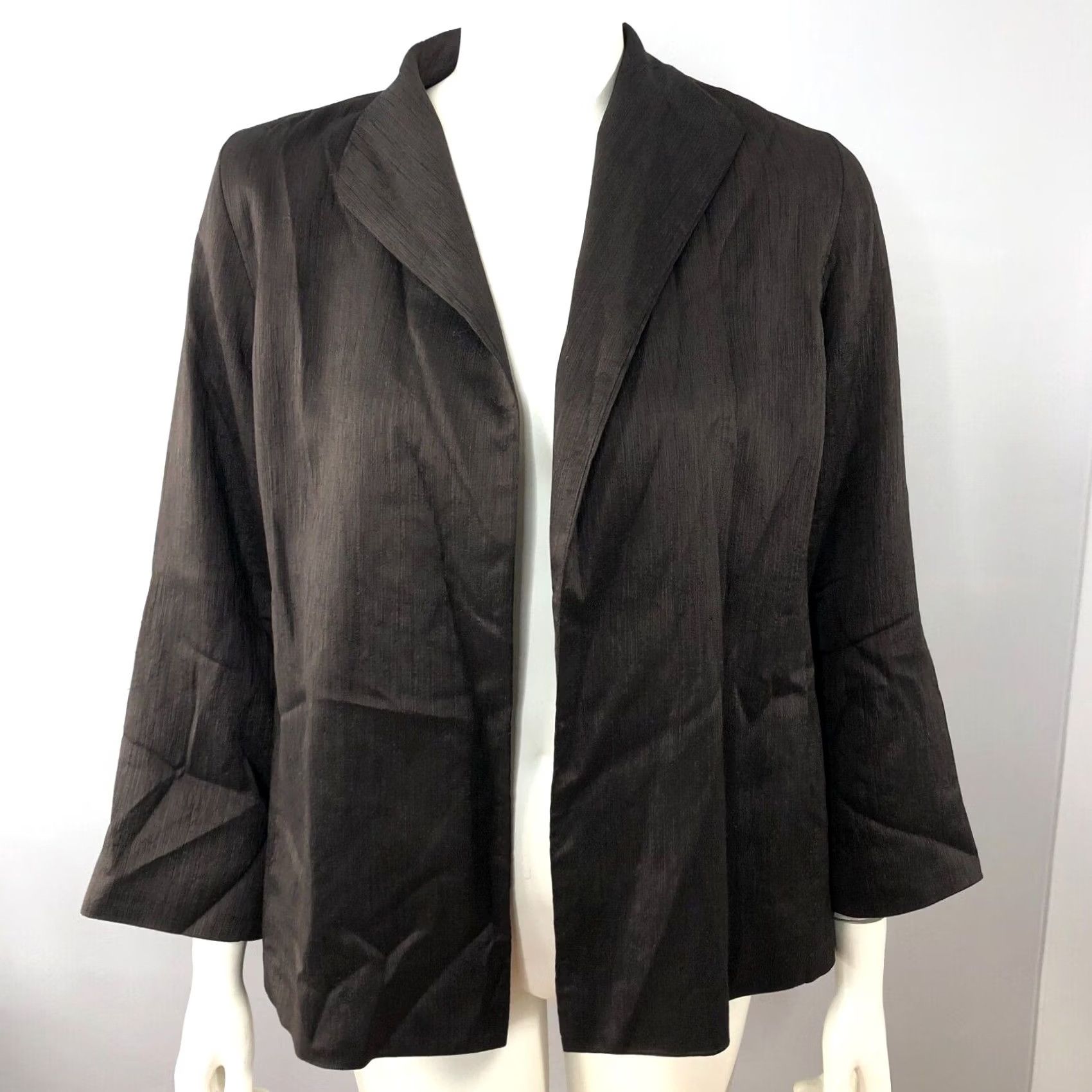 Eileen Fisher Eileen Fisher Blazer Style Jacket Lightweight Silk Cardigan Front Open Small Brown Women's S Long Sleeve Button Closure Mid-Length Vintage No Size S / US 4 / IT 40 - 2 Thumbnail