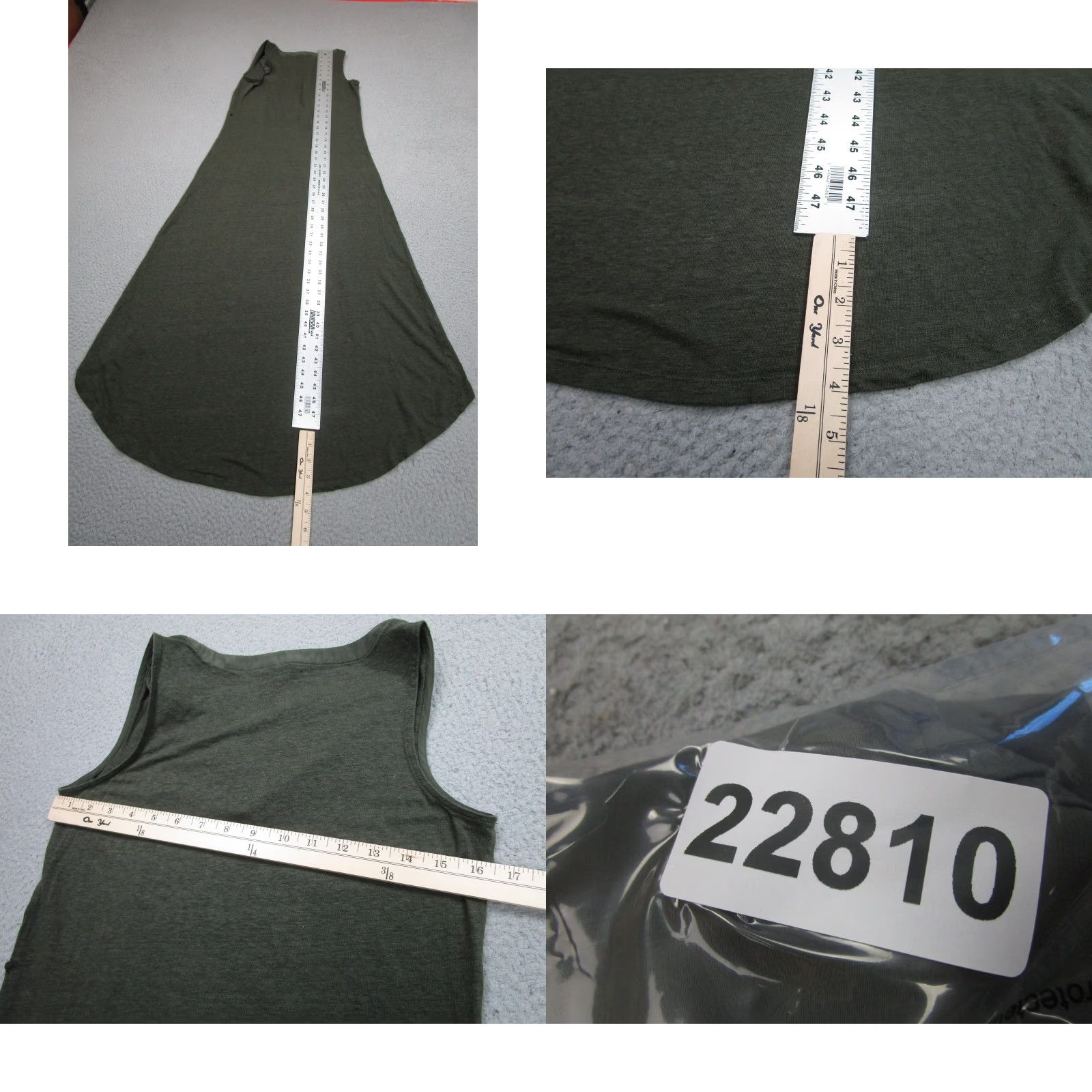 Vintage Halogen Dress Womens XS Green Maxi Tank V-Neck High Low Hem Linen Blend Dress Size XS / US 0-2 / IT 36-38 - 8 Thumbnail