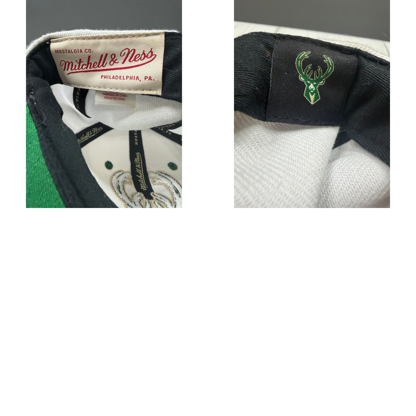 Mitchell & Ness Mitchell & Ness Milwaukee Bucks Hat Mens White Green Snapback Flat Brim OSFA Size ONE SIZE - 8 Thumbnail