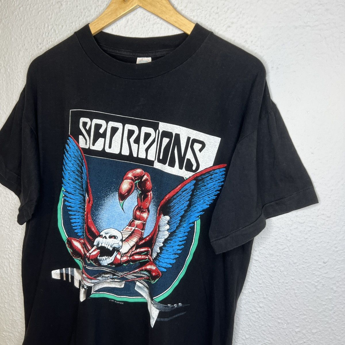 Band Tees Vintage 1990 Scorpions Tshirt Tee Tour 90-91 Crazy World 90s Size US L / EU 52-54 / 3 - 4 Thumbnail