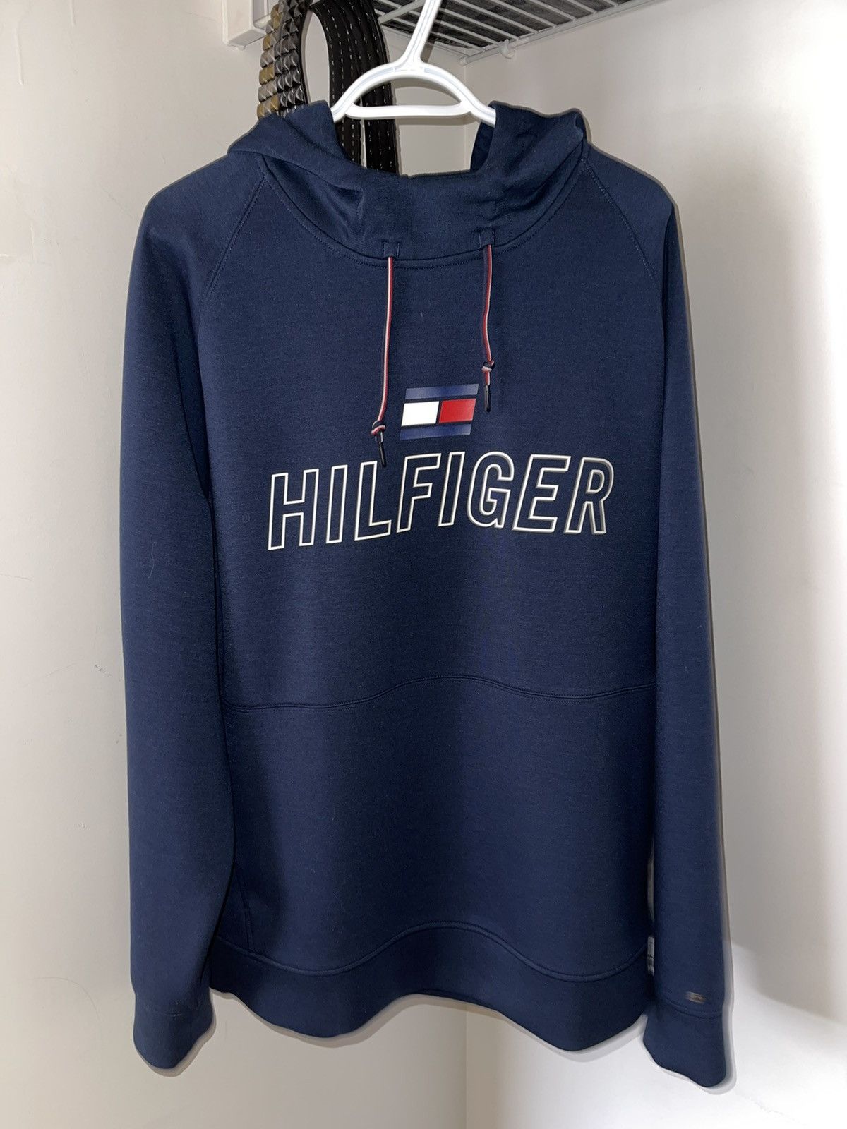 image of Tommy Hilfiger Sports Tech Fleece Hoodie in Navy Blue White, Men's (Size XL)