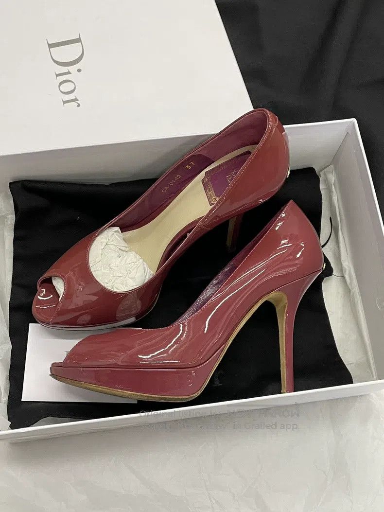 Dior Dior Red patent leather fish mouth high heels Size US 6.5 / IT 36.5 - 1 Thumbnail