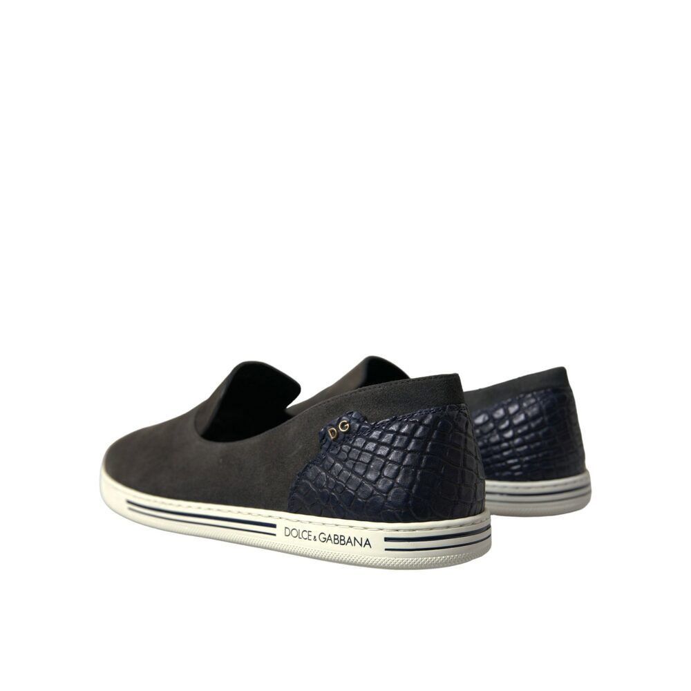 Dolce & Gabbana Dolce & Gabbana Elegant Blue Suede & Crocodile Slippers Size US 8 / EU 41 - 4 Thumbnail