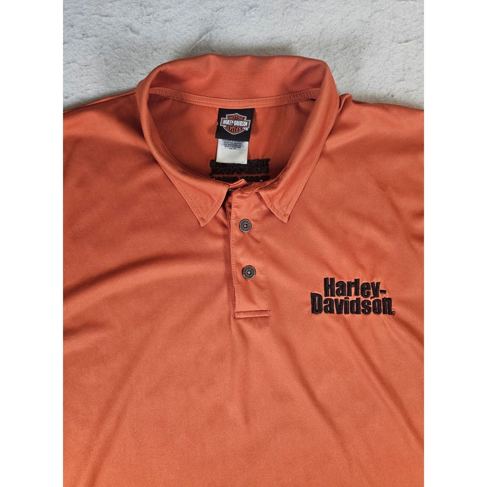 Harley Davidson Harley-Davidson Motorcycle Polo Shirt Orange Thunder Road Ontario HD Mens 3XL Sz 3XL Size US XXL / EU 58 / 5 - 4 Thumbnail