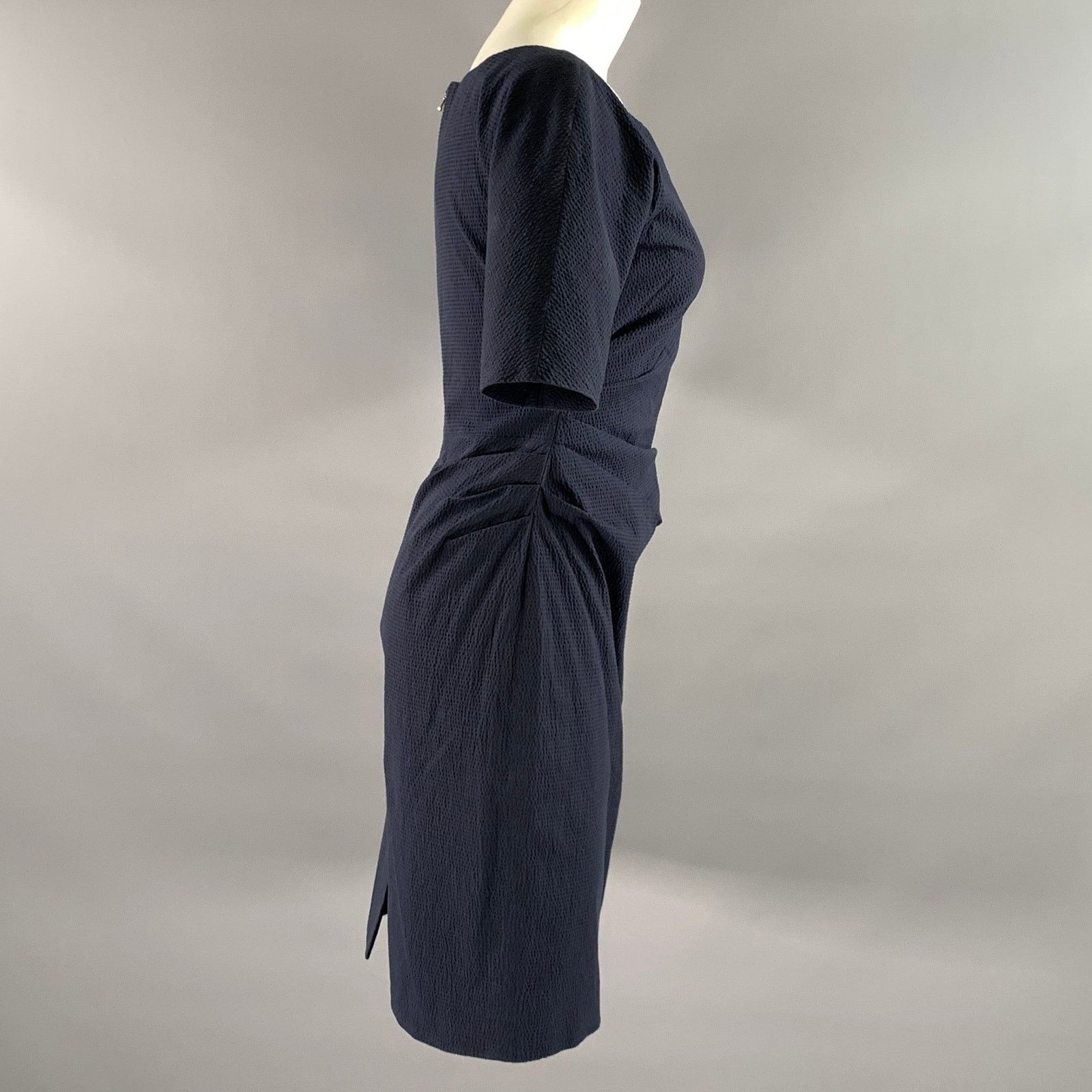 Lela Rose LELA ROSE Size 6 Navy Ruched Sheath Below Knee Dress Size M / US 6-8 / IT 42-44 - 2 Thumbnail