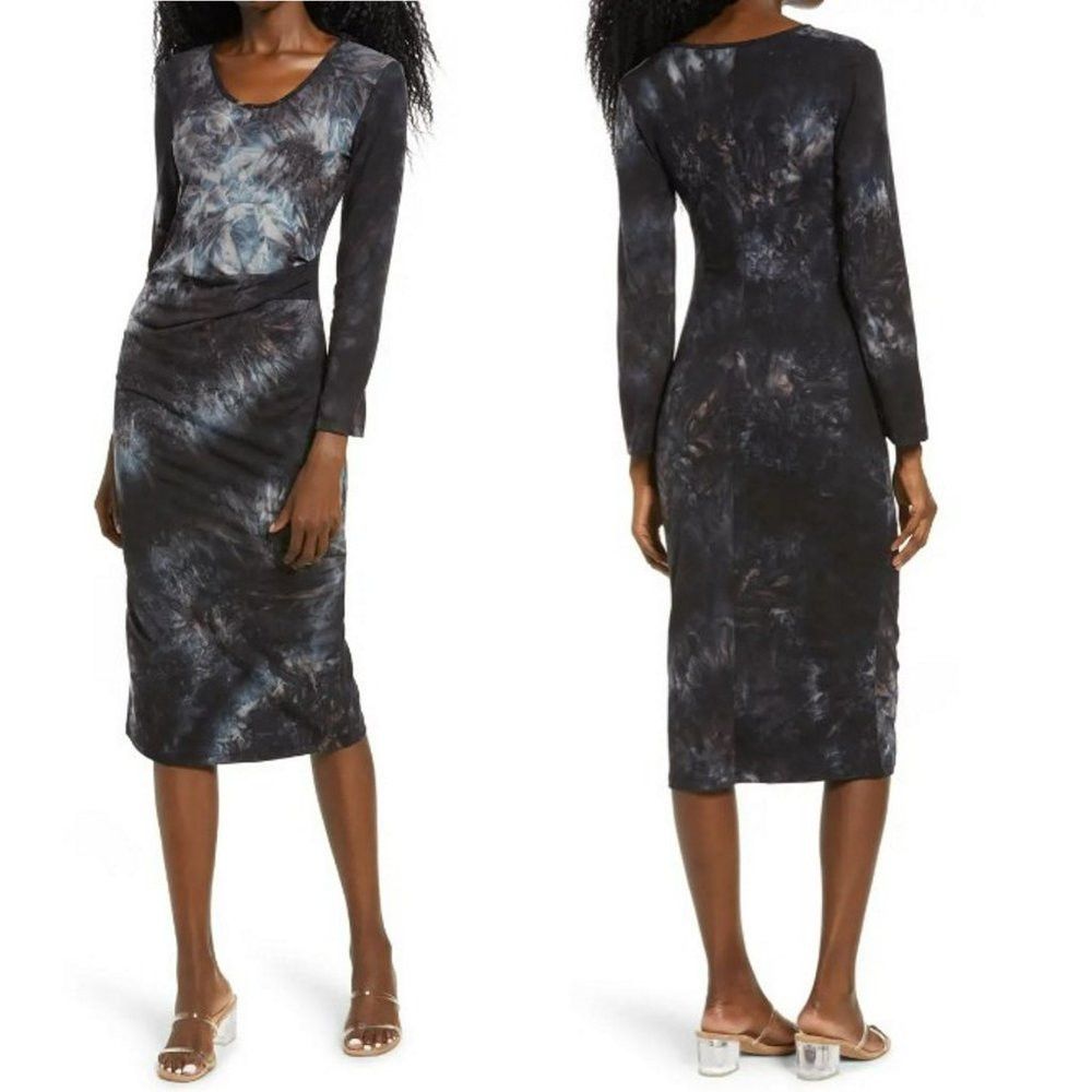 Other NWT New $96 FRAICHE BY J Tie Dye Pleat Long Sleeve Midi Dre Size L / US 10 / IT 46 - 2 Thumbnail