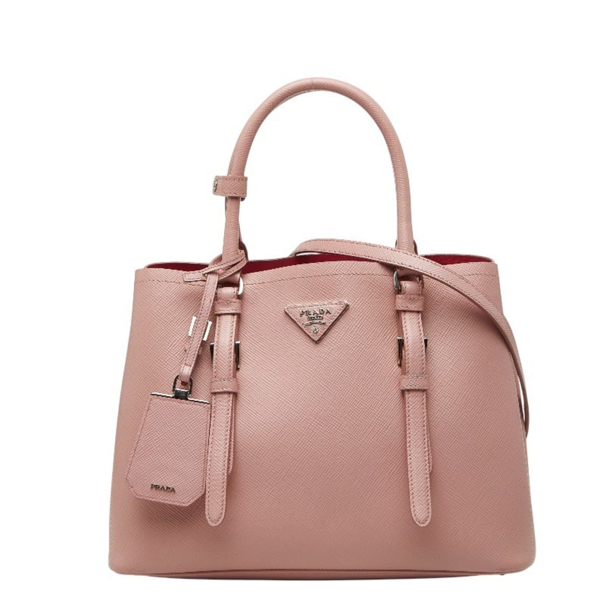 Prada 2-Way Handbag/shoulder Bag In Pink Saffiano Leather For Women