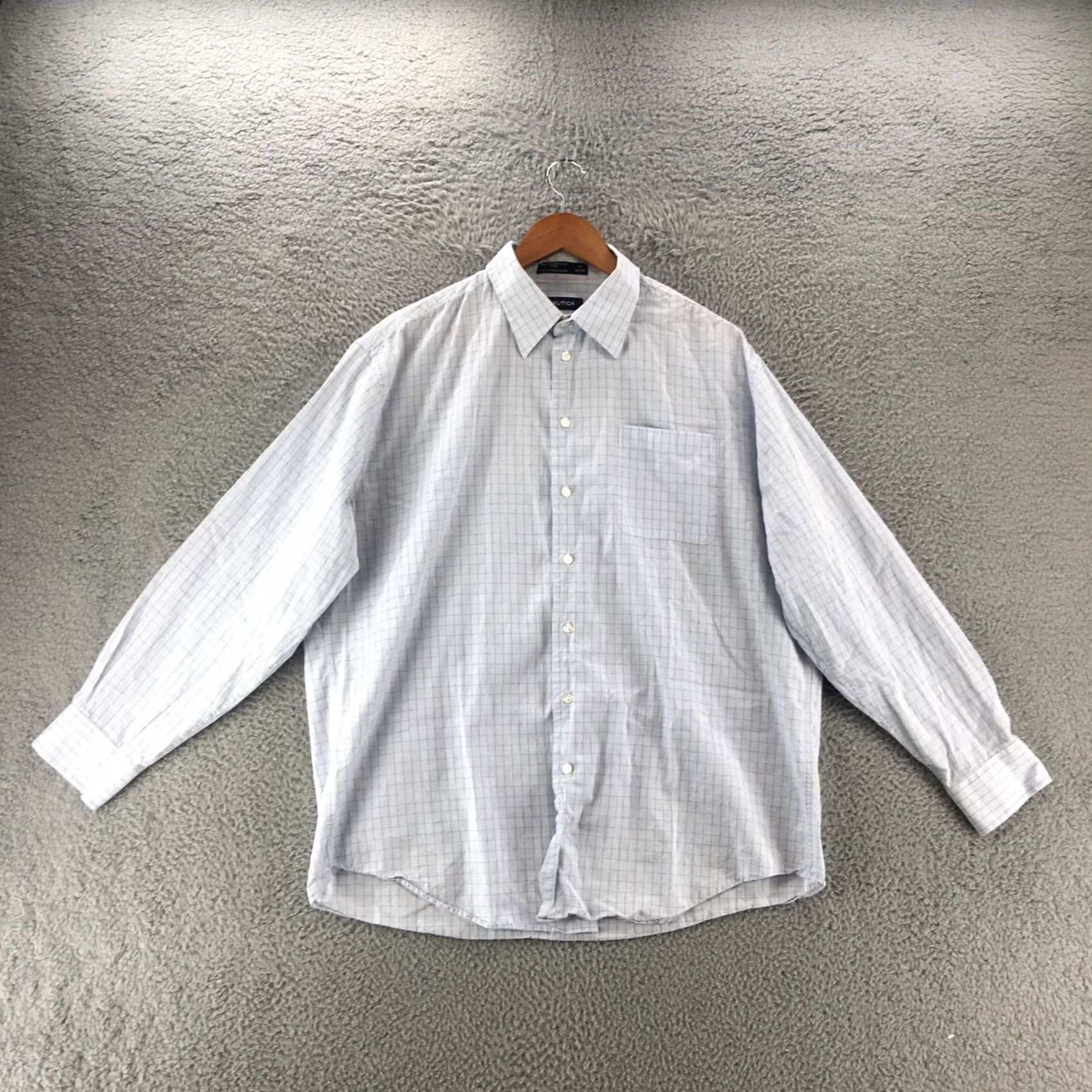 Nautica Nautica Long Sleeve Shirt Top Mens 17 Blue Cotton Button Up Chest Pocket Collar Top Size US XL / EU 56 / 4 - 2 Thumbnail