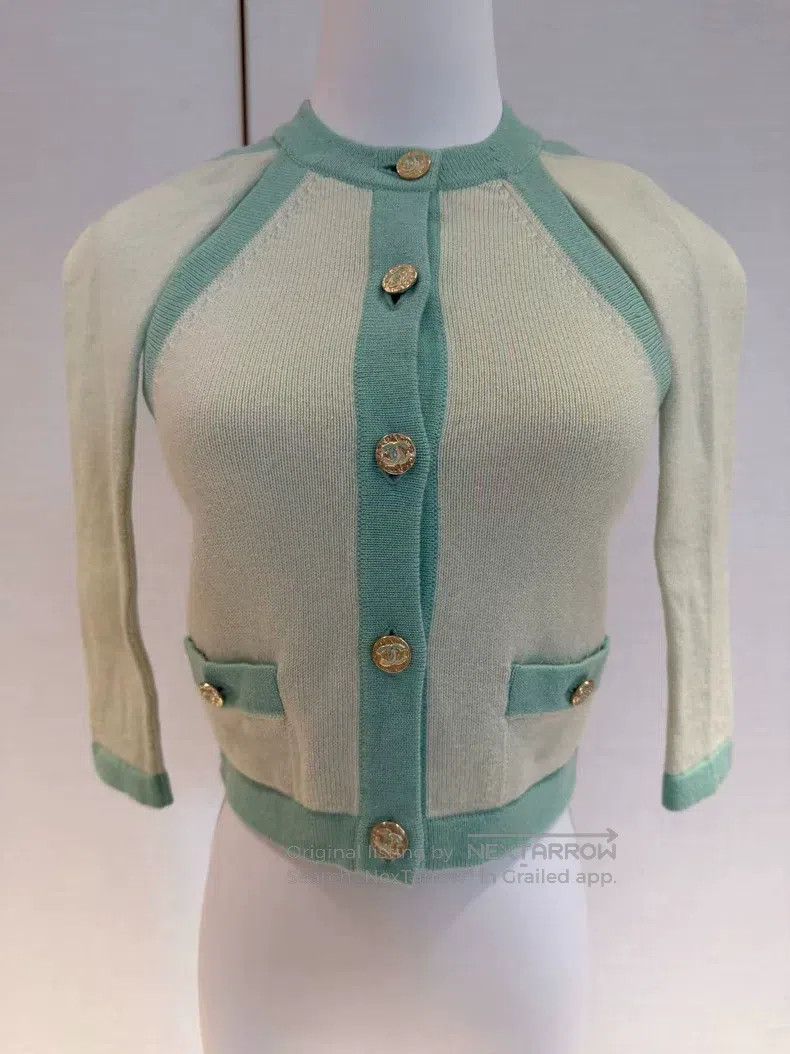 Chanel Chanel 23s mint green knitted hanging neck strap sleeve su Size XXS / US 00 / IT 34 - 1 Thumbnail