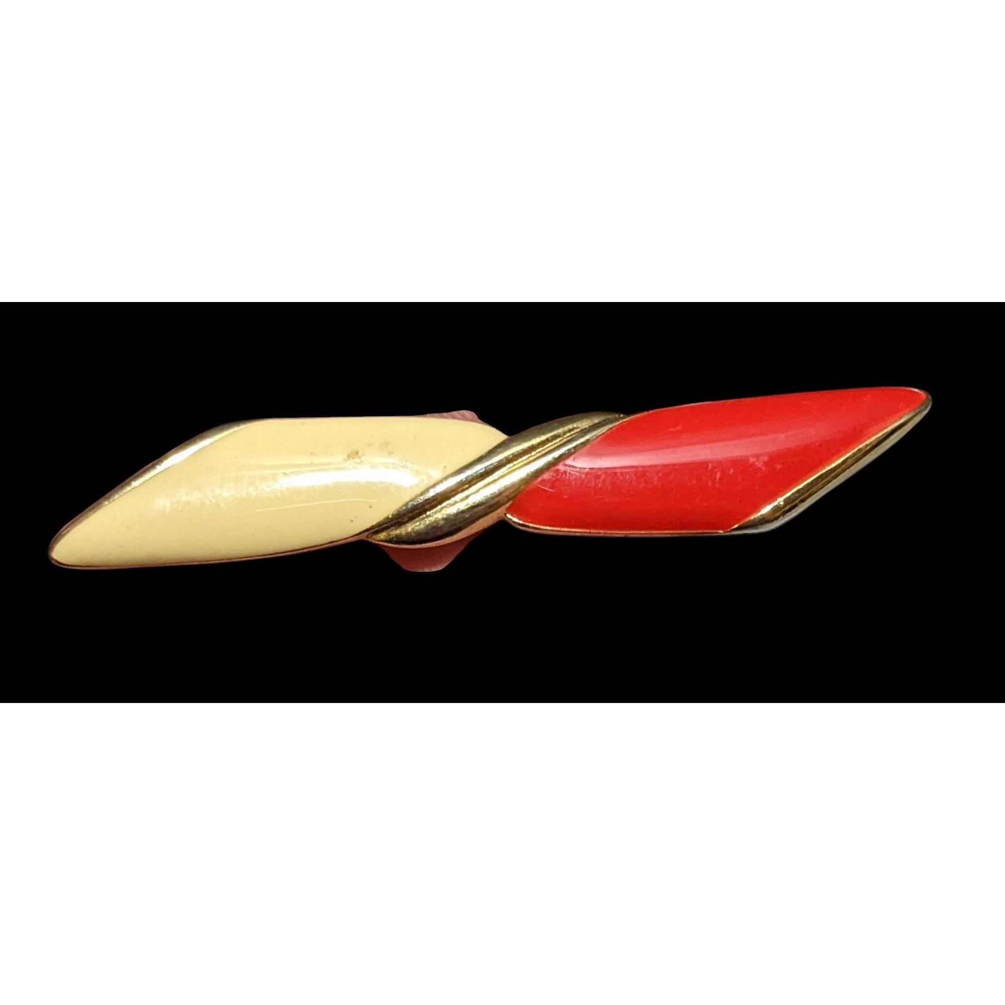 Other Vintage Art Deco Red And Cream Enamel Brooch Size ONE SIZE - 2 Thumbnail