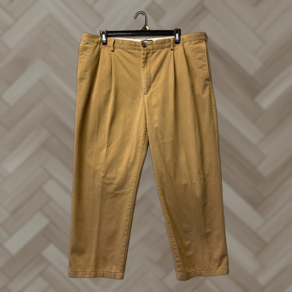 Lands' End Lands' End Chino Pants Mens 42x30 Brown Pleated Regular Inseam 30 Belt Loops Pockets Button Zip Classic American Casual Business Shirt? Size US 42 / EU 58 - 1 Thumbnail