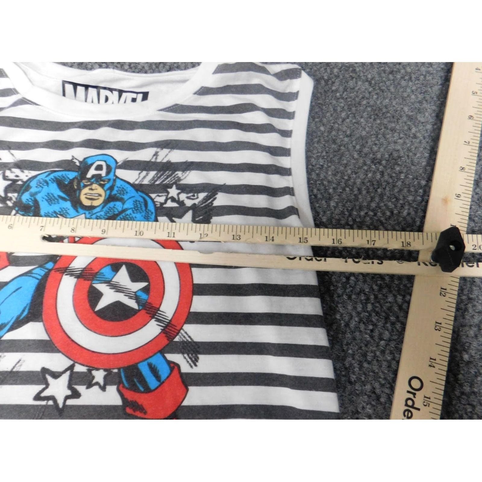 Vintage Captain America Marvel Shirt Tank Womens Medium Gray Striped Lightweight Pullover Casual Pullover Tank Lightweight 90s Style Size M / US 6-8 / IT 42-44 - 4 Thumbnail