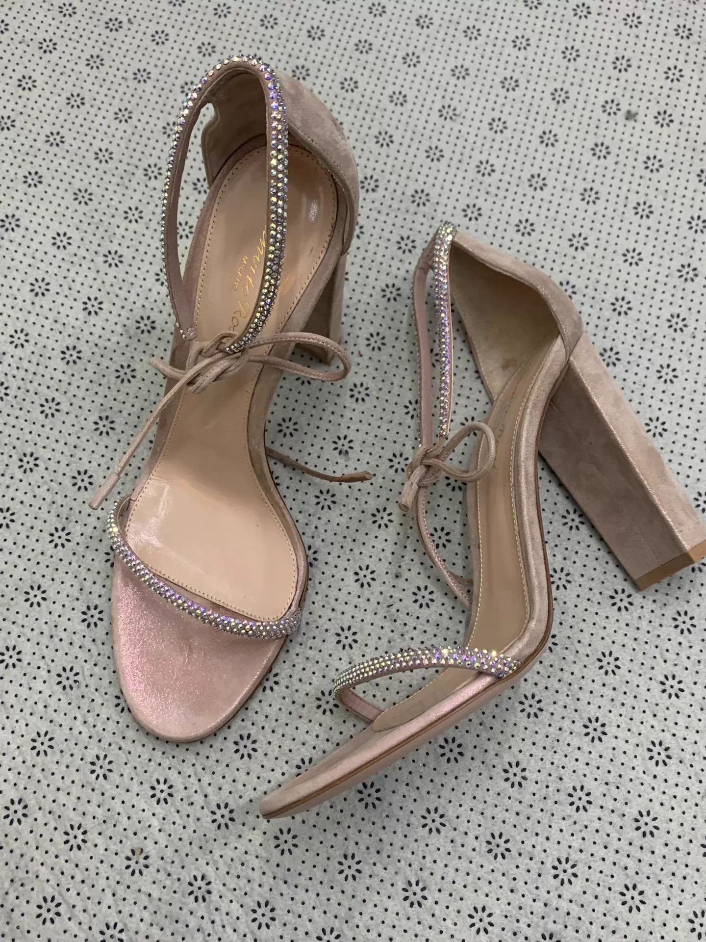 Gianvito Rossi Gianvito Rossi Pink Suede & Crystal One-strap Heels Size US 8.5 / IT 38.5 - 2 Thumbnail