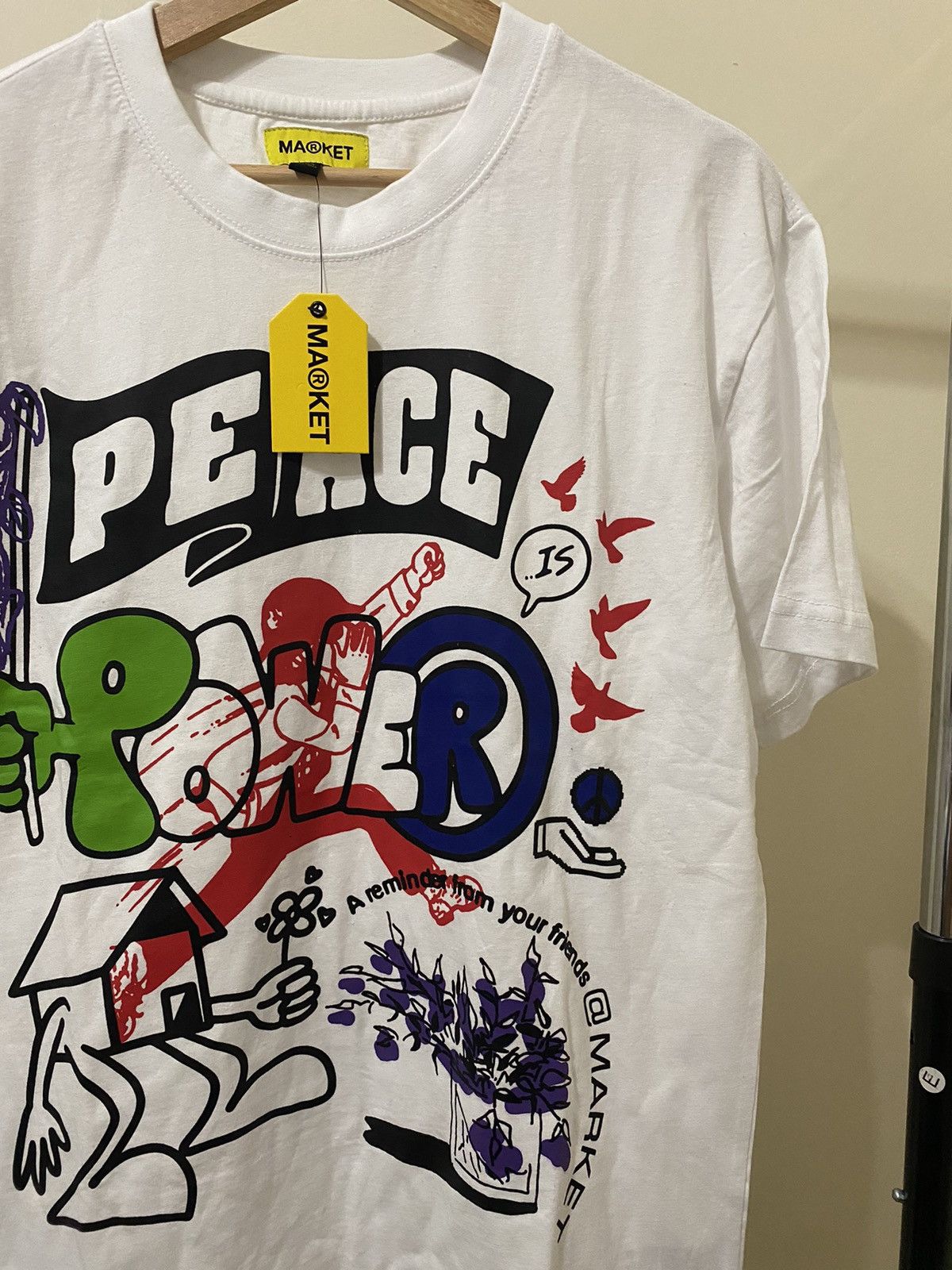 Market × Vintage DSWT Chinatown Market Peace Power White Tee Size US M / EU 48-50 / 2 - 2 Thumbnail