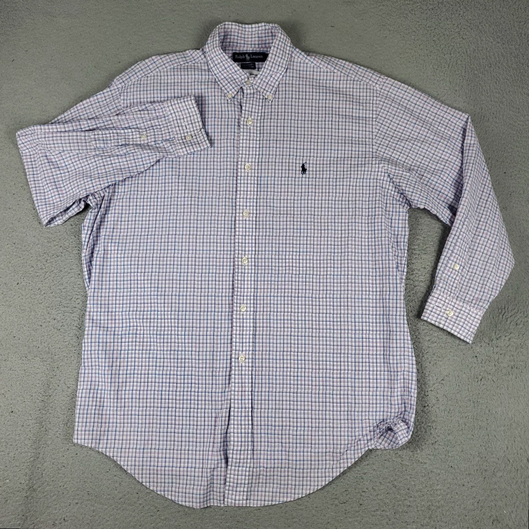 Ralph Lauren Ralph Lauren Shirt Mens 16 Purple Blue Plaid Pony Dress Button Up Long Sleeve Shirt Size 42R - 3 Thumbnail