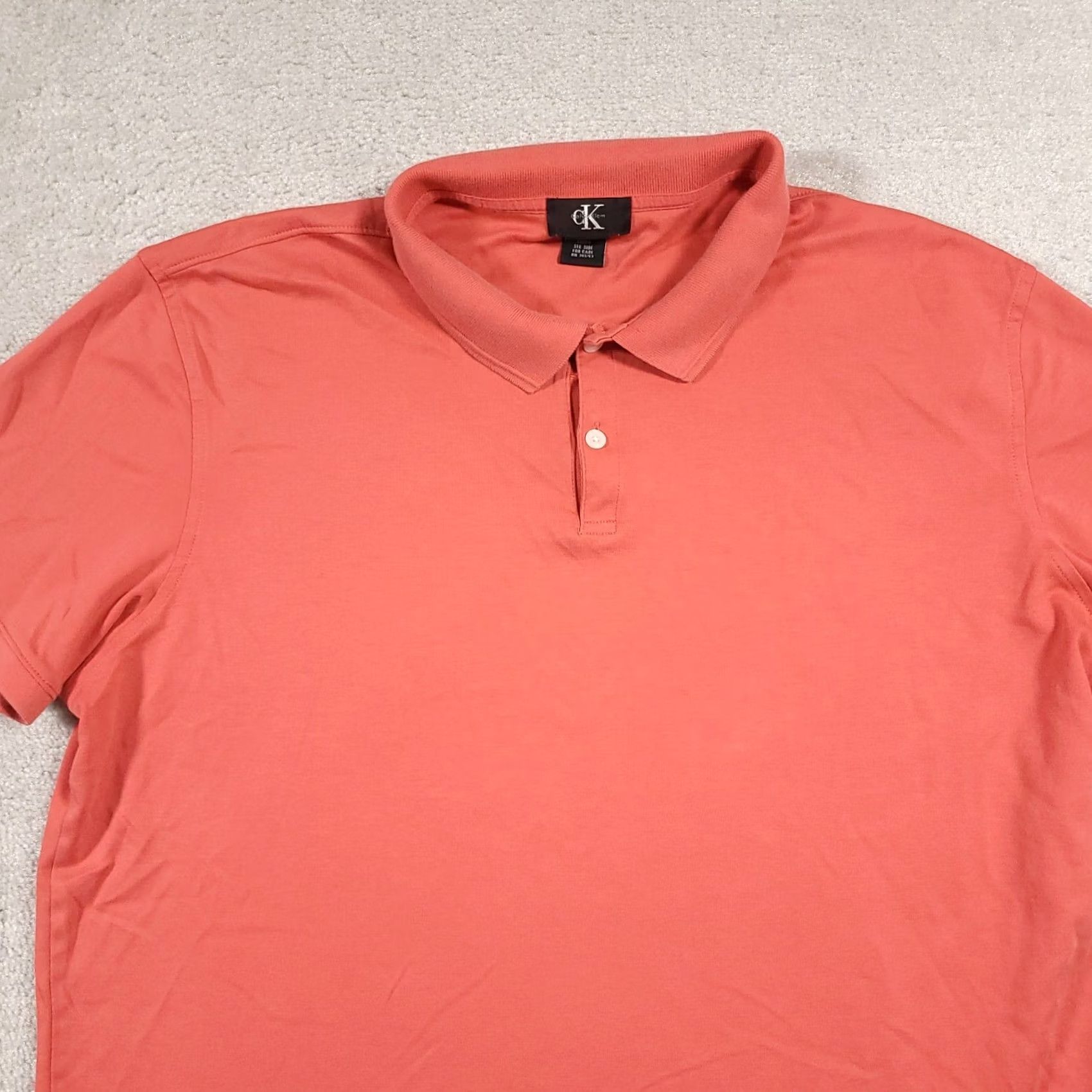 Calvin Klein Calvin Klein Polo Shirt Mens XL Salmon Pink Soft Cotton Short Sleeve Size US XL / EU 56 / 4 - 3 Thumbnail