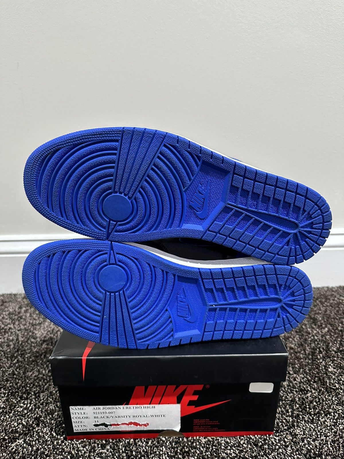 Jordan Brand Air Jordan 1 Retro High EP Satin Royal Promo Sample Sneakers Size US 11 / EU 44 - 8 Thumbnail