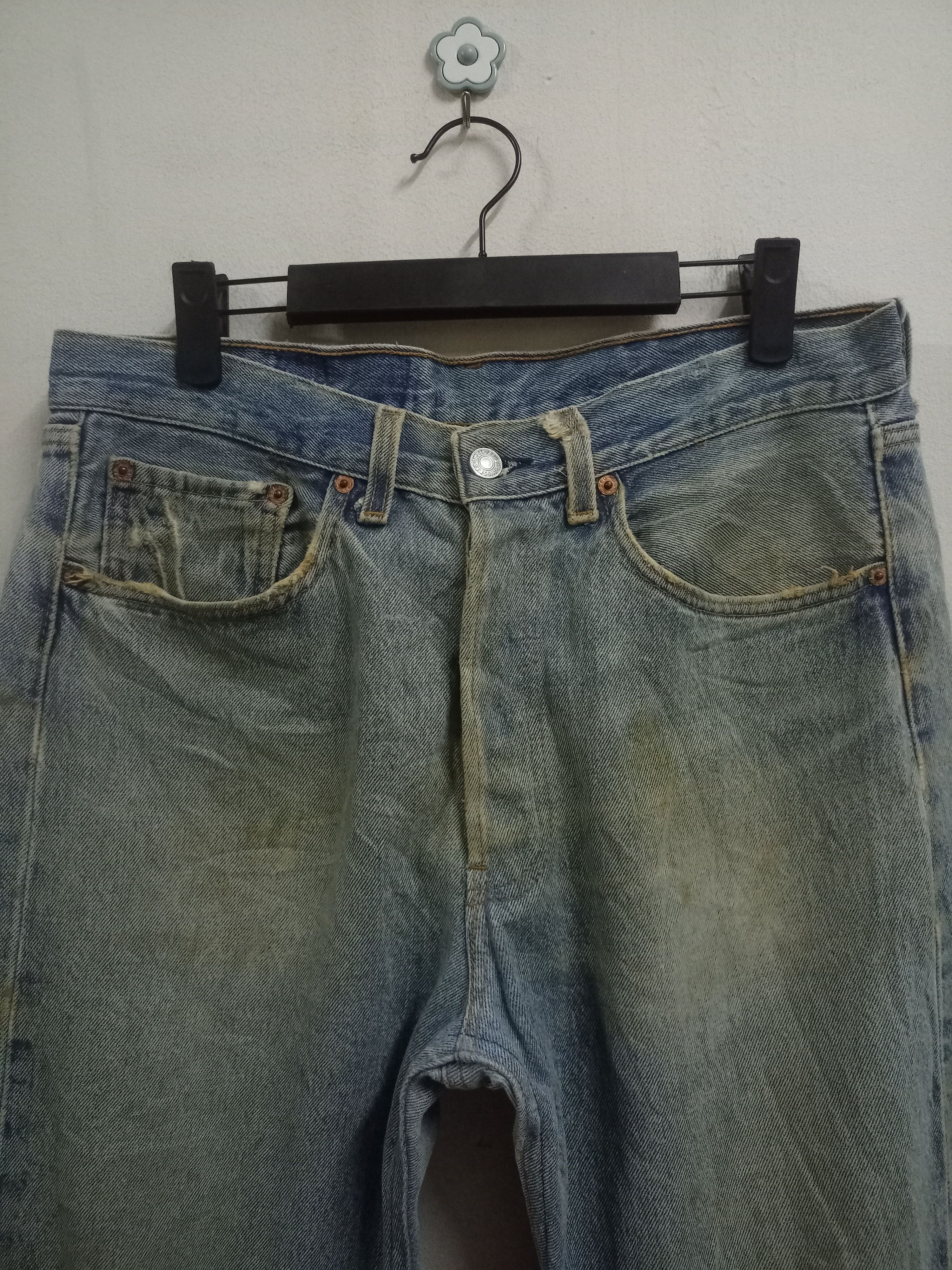 Levi's Vintage 90s Levis 501 Mud Wash Distressed Loose Jeans 32x29 Size US 32 / EU 48 - 4 Thumbnail