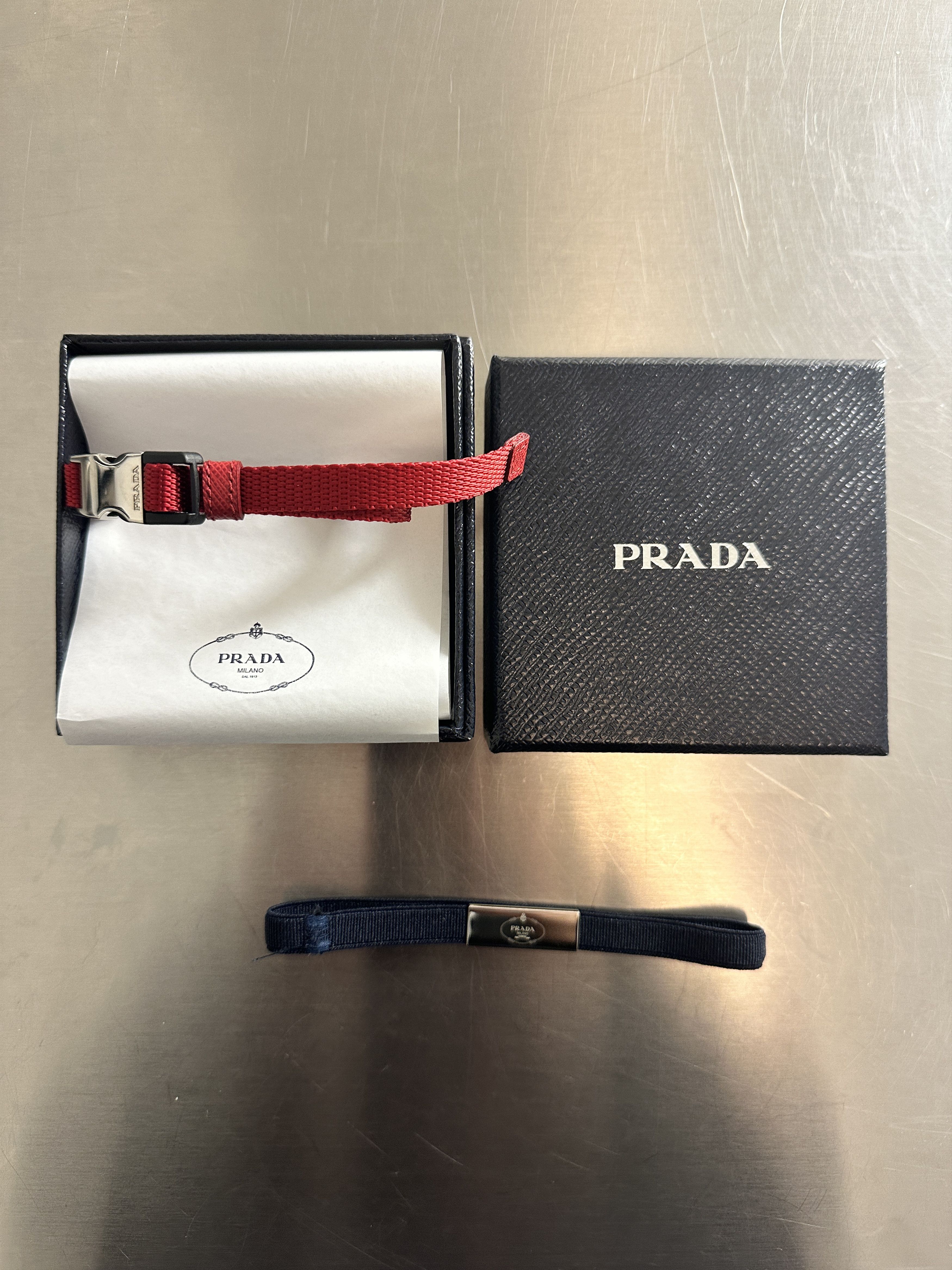 image of Prada Buckle Adjustable Bracelet in Red, Men's