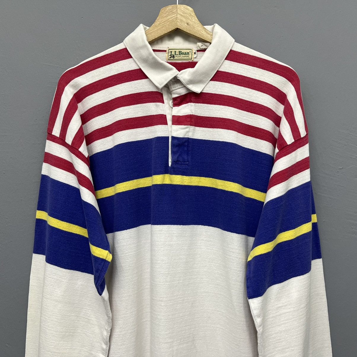 L.L. Bean Vintage 90s LL Bean Made in Usa Polo Rugby Shirt Size US L / EU 52-54 / 3 - 3 Thumbnail