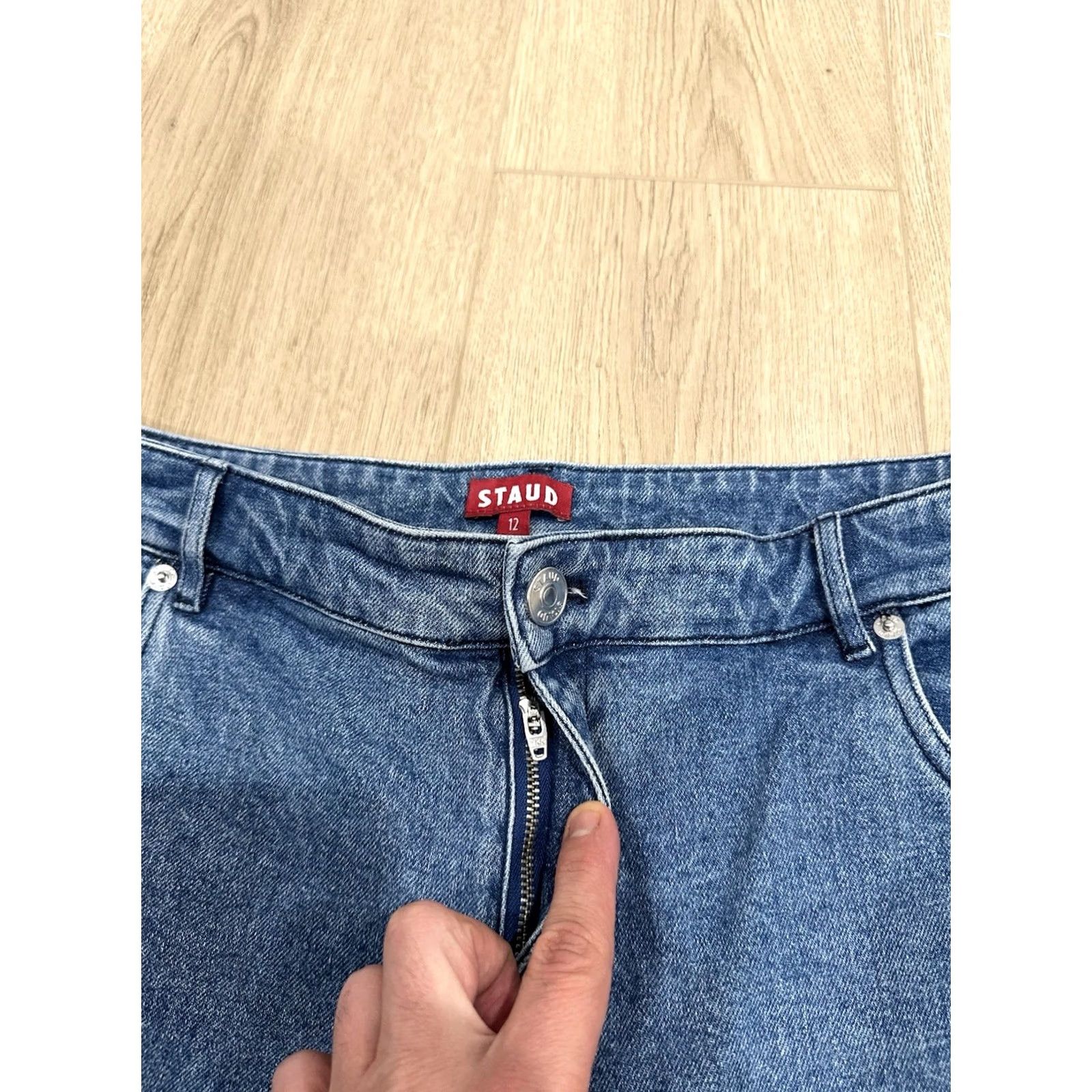 Staud STAUD Blue Denim Wide-Leg Jeans Women's 12 Jeans Blue Wide-Leg 33in Inseam Womens Denim Pant) Size 34" / US 12 / IT 48 - 5 Thumbnail