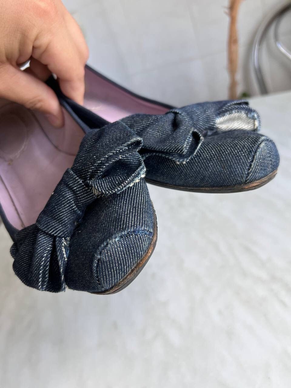 Valentino Valentino Bow Denim Ballet Flats Shoes Vintage 90s Retro Size US 10 / IT 40 - 3 Thumbnail