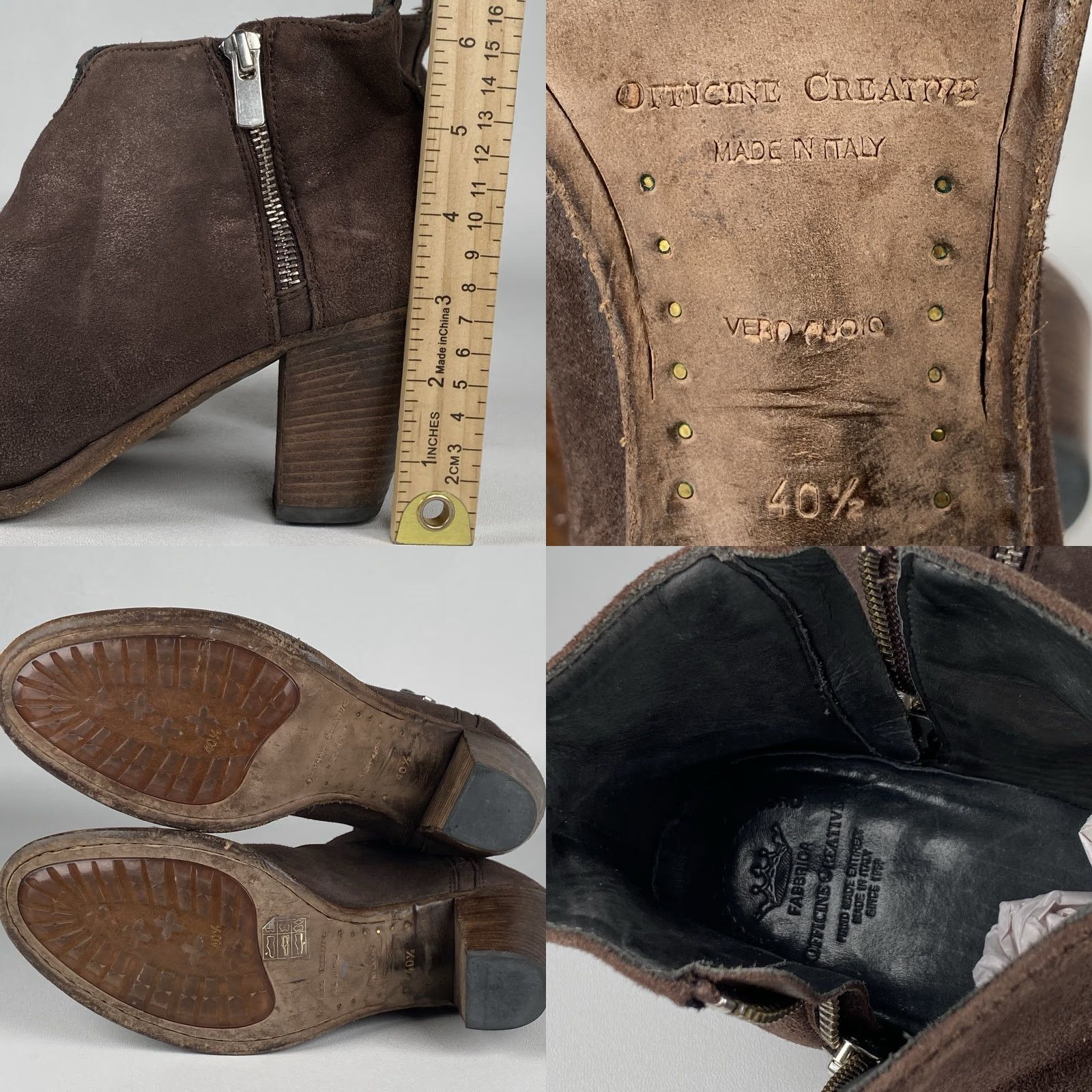 Officine Creative Officine Creative Women's Brown Double Zip Ankle Boots Booties Leather 40.5/10 Boots Women Brown Double Zip Leather Mid Heel Ankle Bootie 40.5/10 Size US 10 / IT 40 - 8 Thumbnail