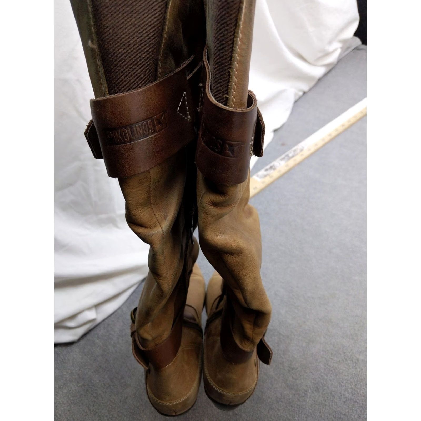 Vintage Pikolinos Boots Womens Size 9 Brown Leather Tall Slouch Buckle Zip Riding Boot Size US 10 / IT 40 - 7 Thumbnail