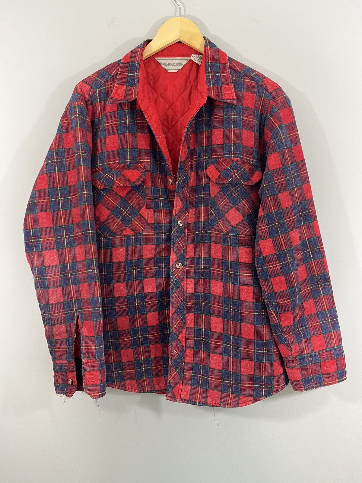 Vintage Sun Faded Distressed Quilted Flannel Over Shirt Size US L / EU 52-54 / 3 - 1 Thumbnail