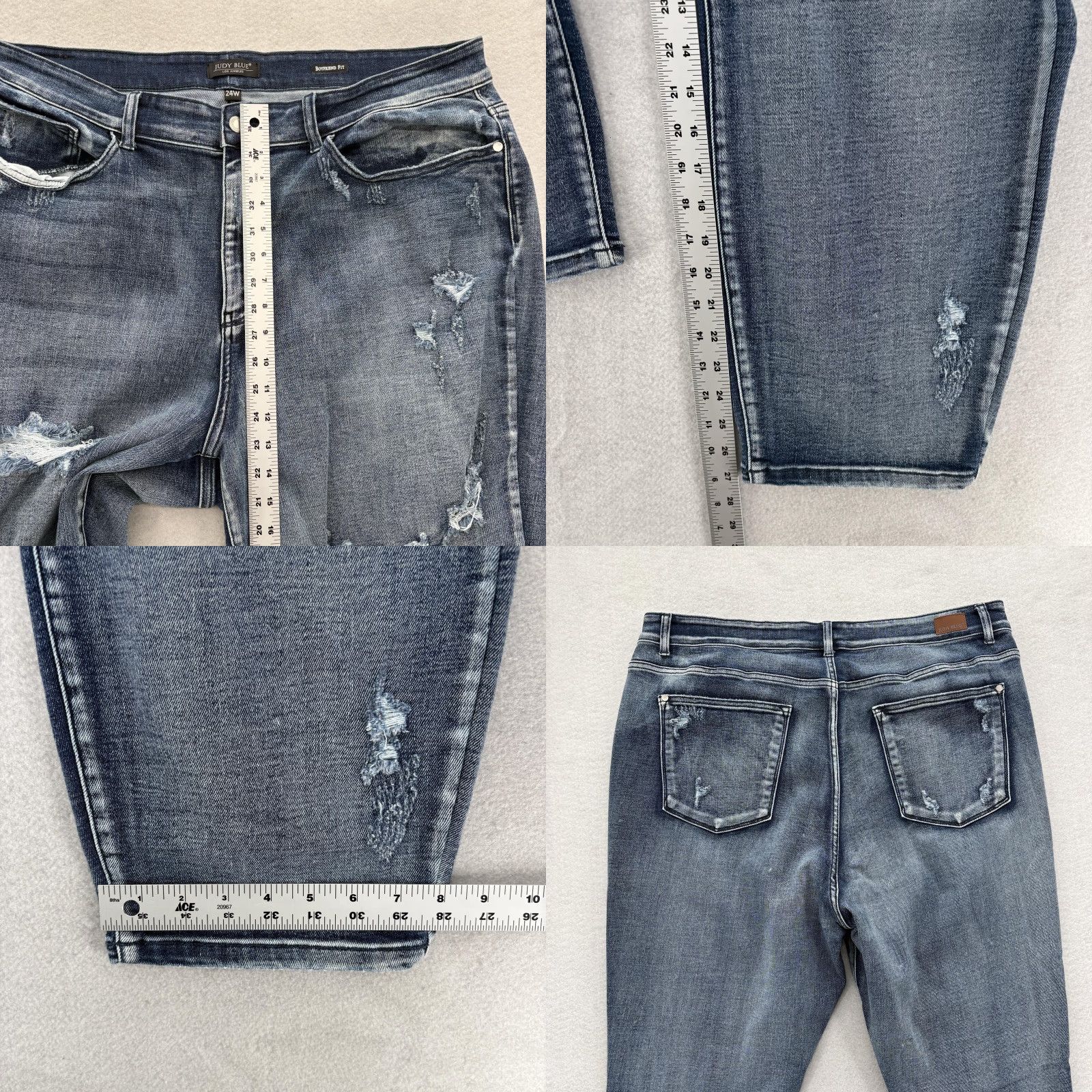 Denime Judy Blue Jeans Womens 24W Blue Boyfriend Fit Distressed Ripped Stretch Denim Jeans Size 42" / US 20 - 8 Thumbnail