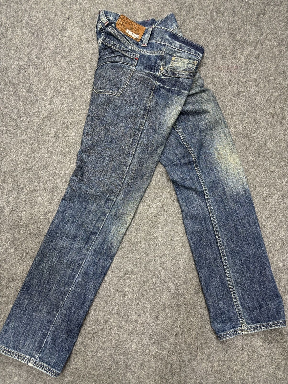 Japanese Brand 💥Dragon Embroidery💥Tribal Insane Blue Wash Denim F652 Size US 34 / EU 50 - 20 Thumbnail