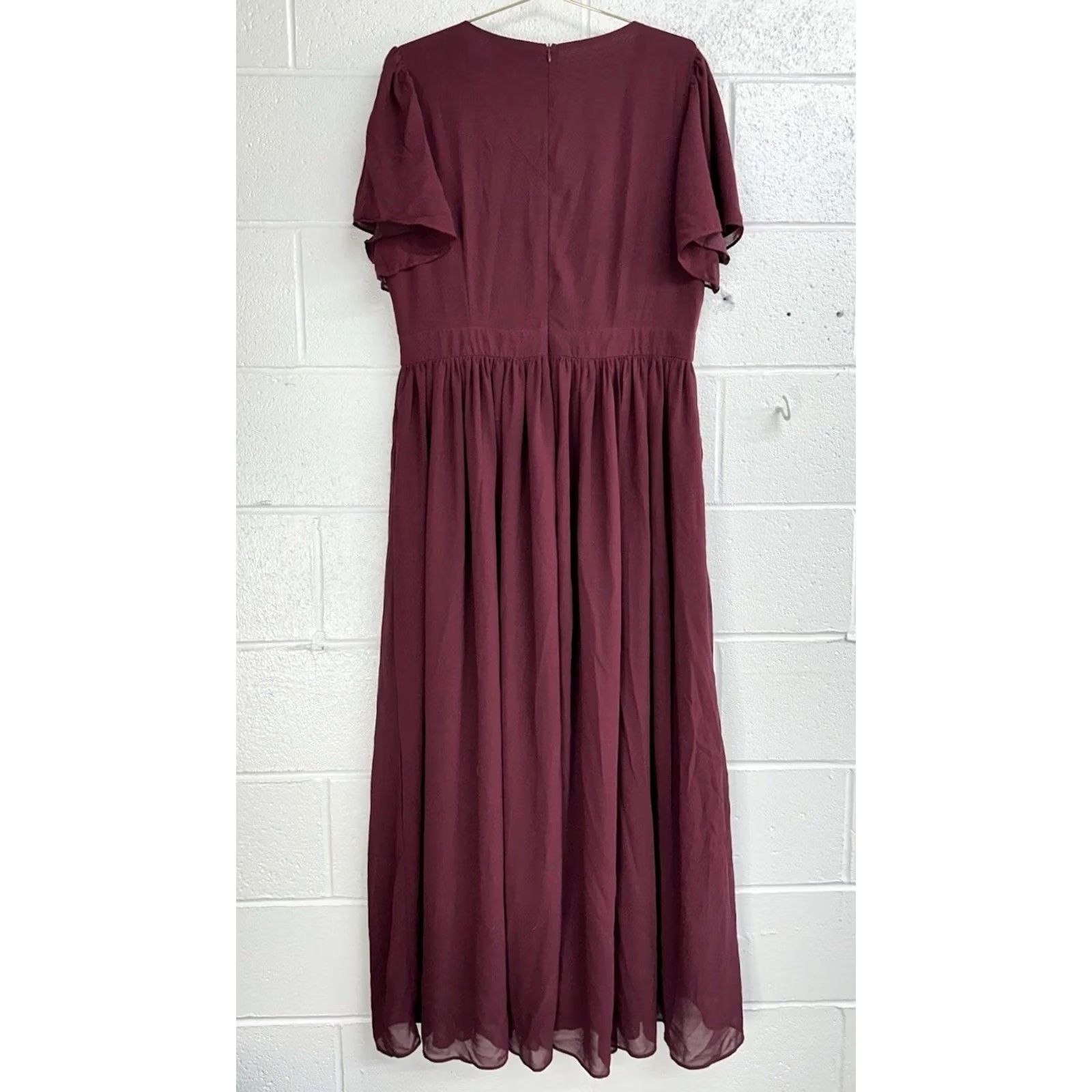CO Ivy City Co Abbie Maxi Dress In Wine Chiffon / Women’s Size 16 Size XXL / US 16-18 / IT 52-54 - 5 Thumbnail