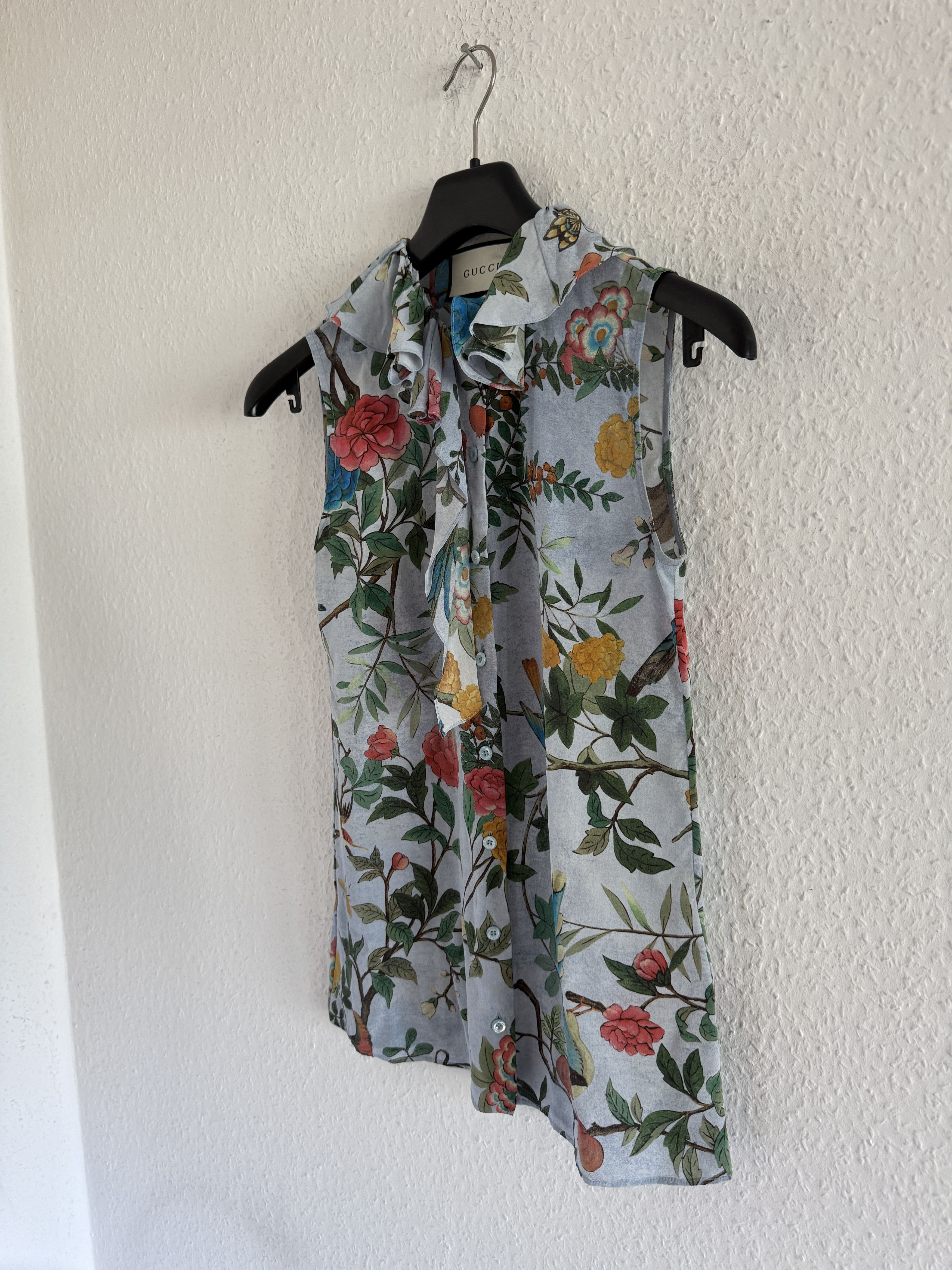 Gucci SAMPLE Floral Ruffle Silk Top Size S / US 4 / IT 40 - 2 Thumbnail