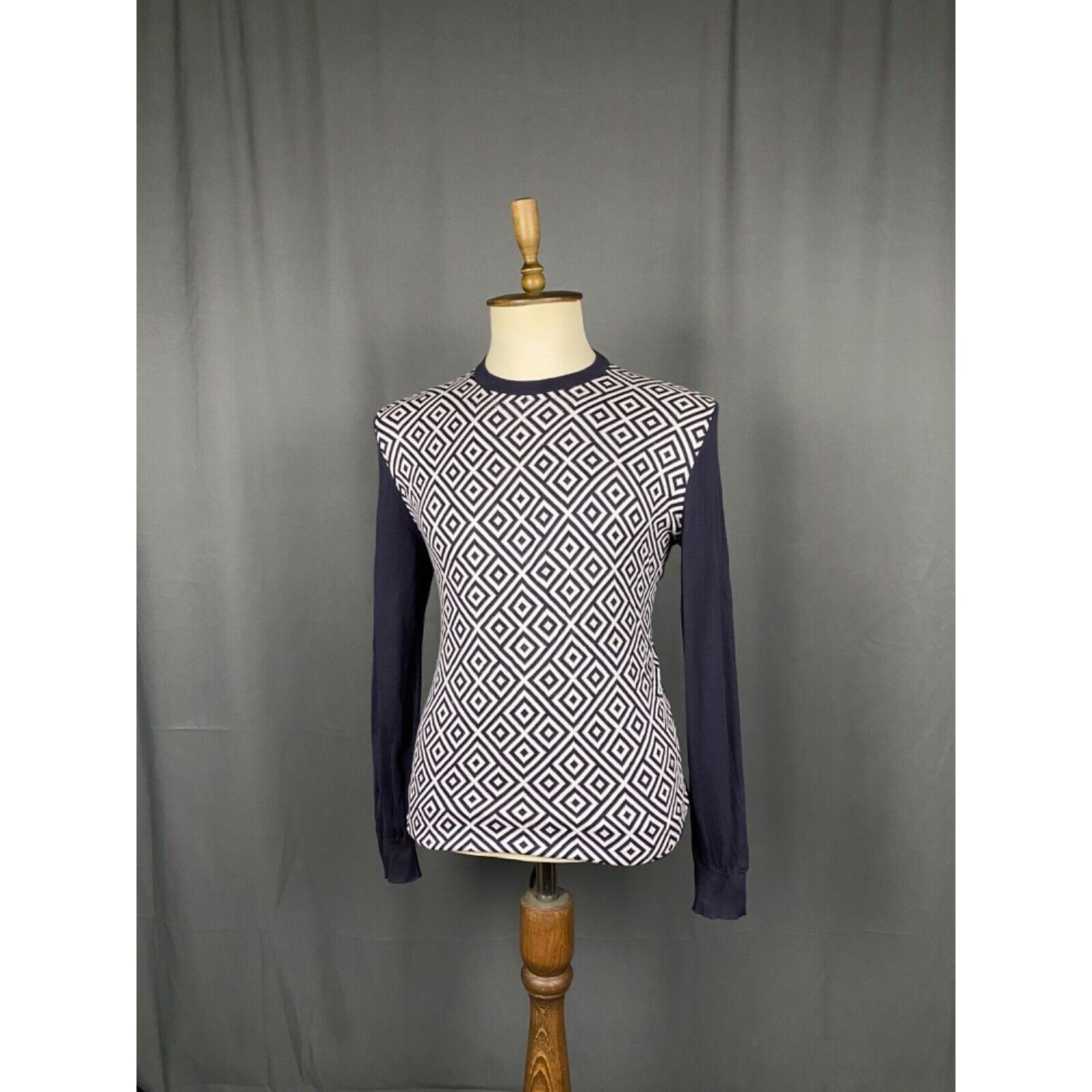 Kiton Kiton Geometric Pattern Men's Blue White Crewneck Size M Size US M / EU 48-50 / 2 - 4 Thumbnail