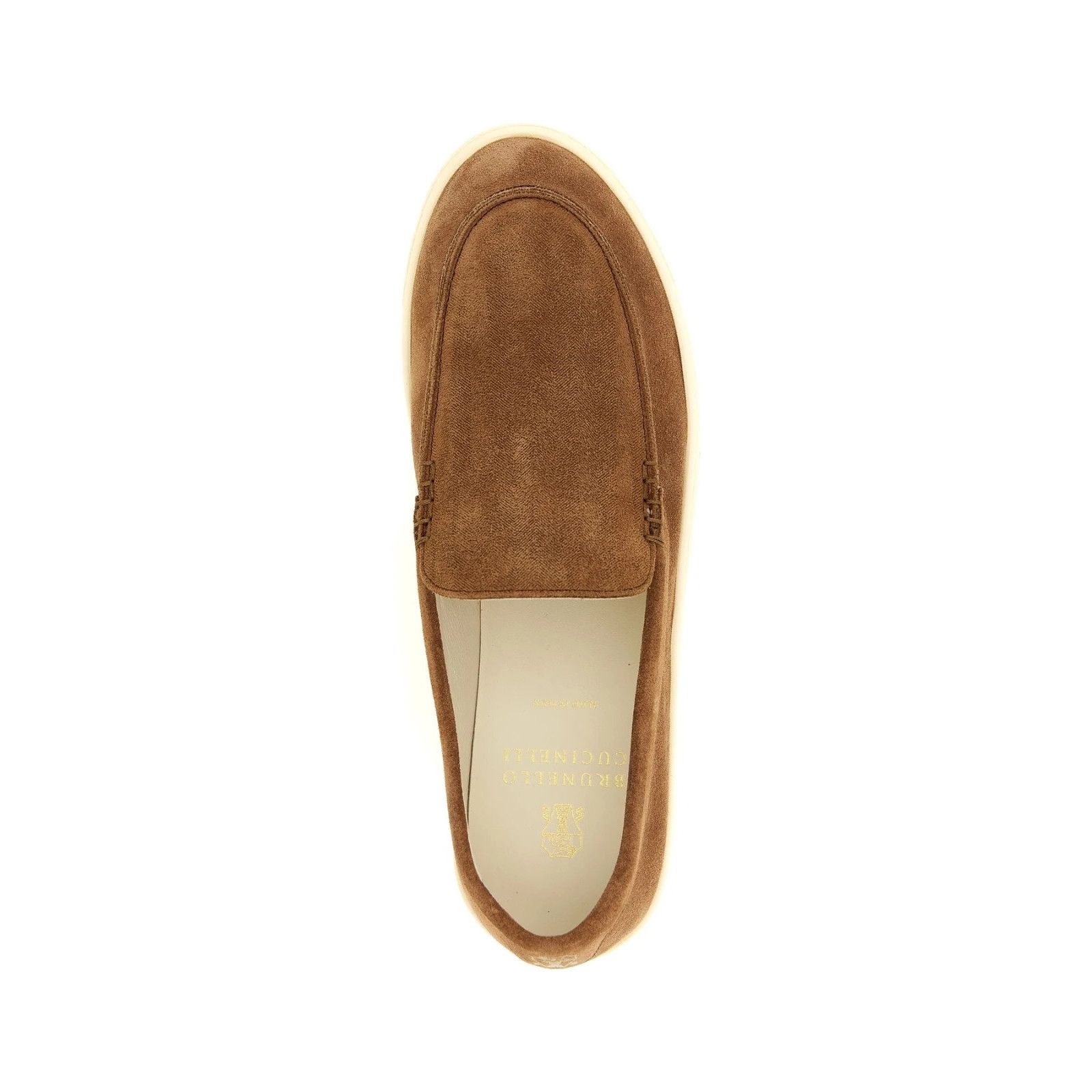 Brunello Cucinelli BRUNELLO CUCINELLI $1100 Hazelnut Chevron-effect suede loafe Size US 10 / EU 43 - 4 Thumbnail