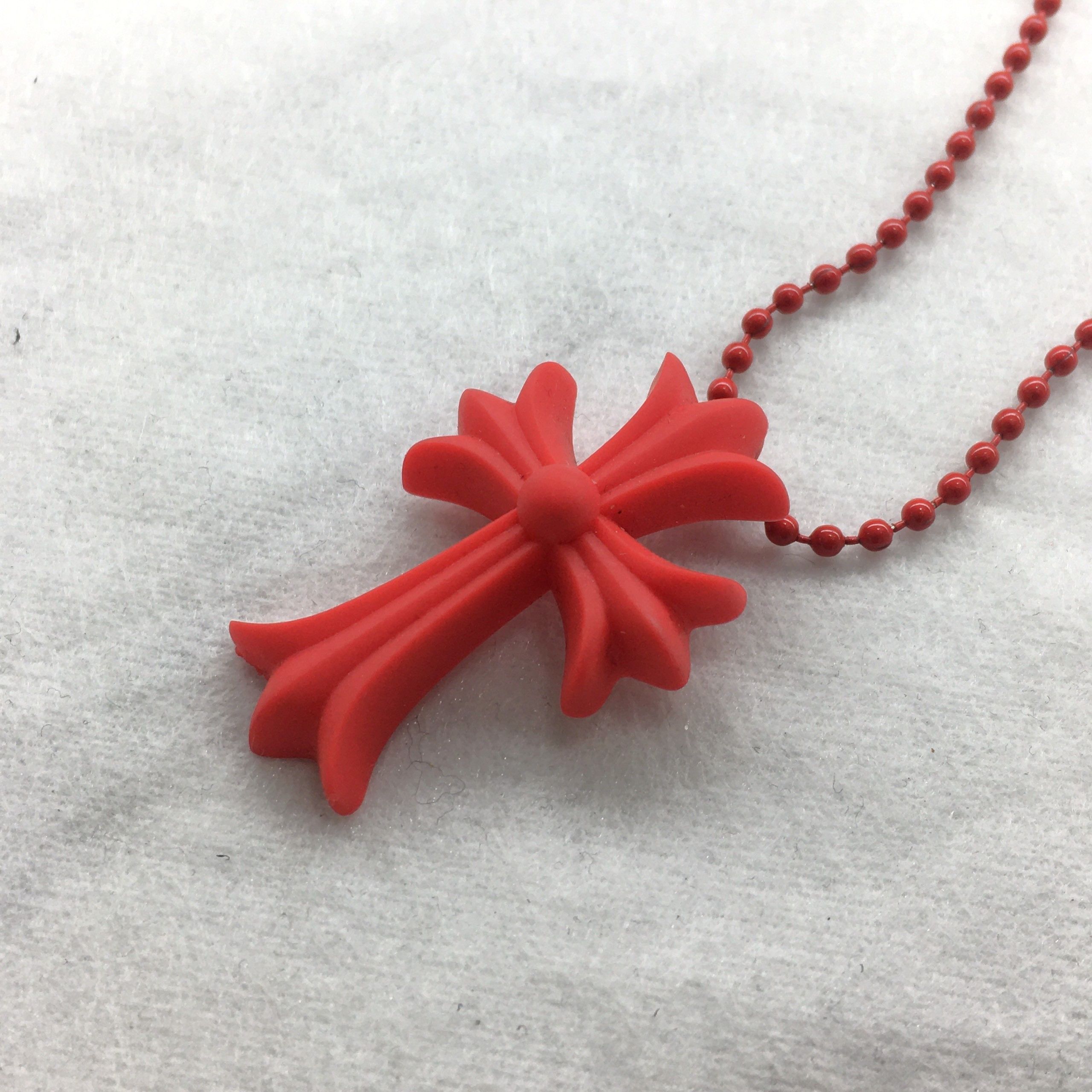 ★Chrome Hearts Silichrome CH Cross Pendant Red 2022★ ☆Chrome Hearts Silichrome CH Cross Pendant Red 2022☆
