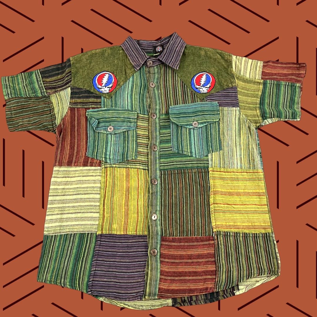 Etro Grateful Dead Shirt Mens Medium Patchwork Button Up Hippie Retro Band Deadheads Multicolor Size US M / EU 48-50 / 2 - 1 Thumbnail