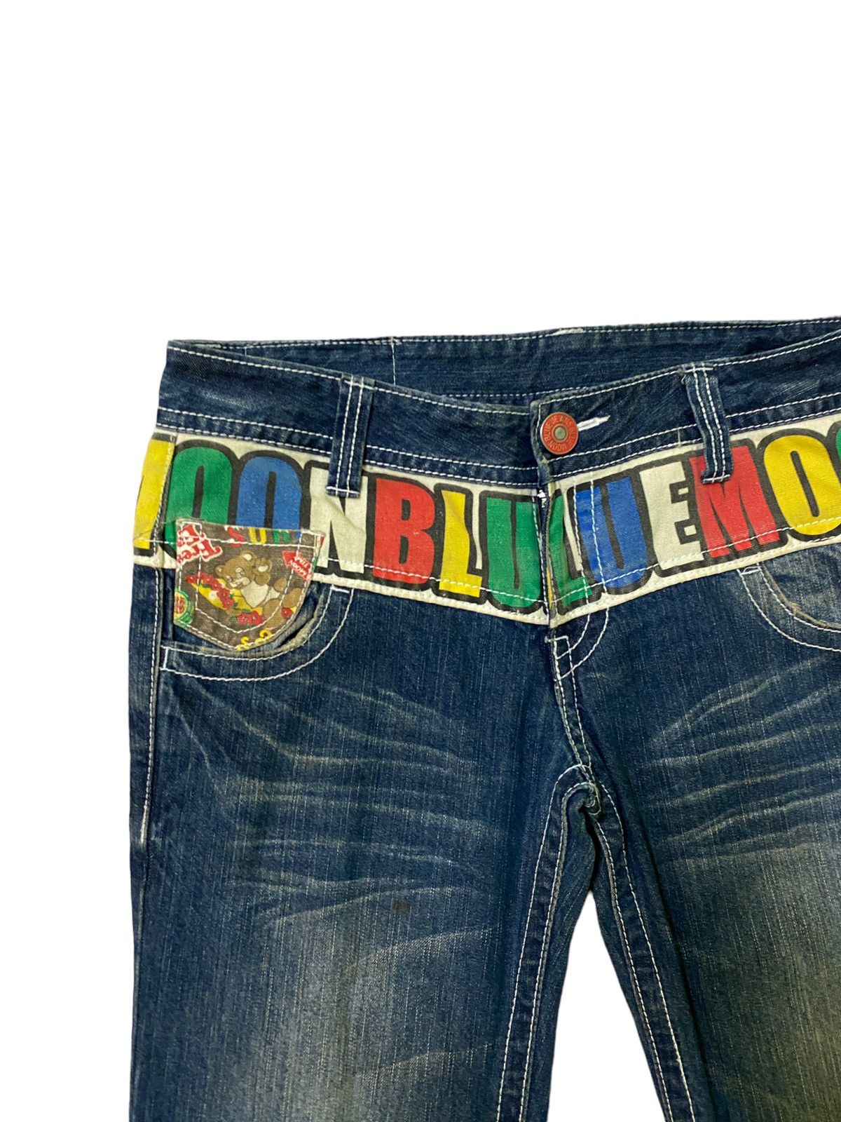 Japanese Brand × Vintage VINTAGE BLUE MOON BLUE SPELL OUT CLAWMARK LOW WAIST DENIM Size US 34 / EU 50 - 4 Thumbnail