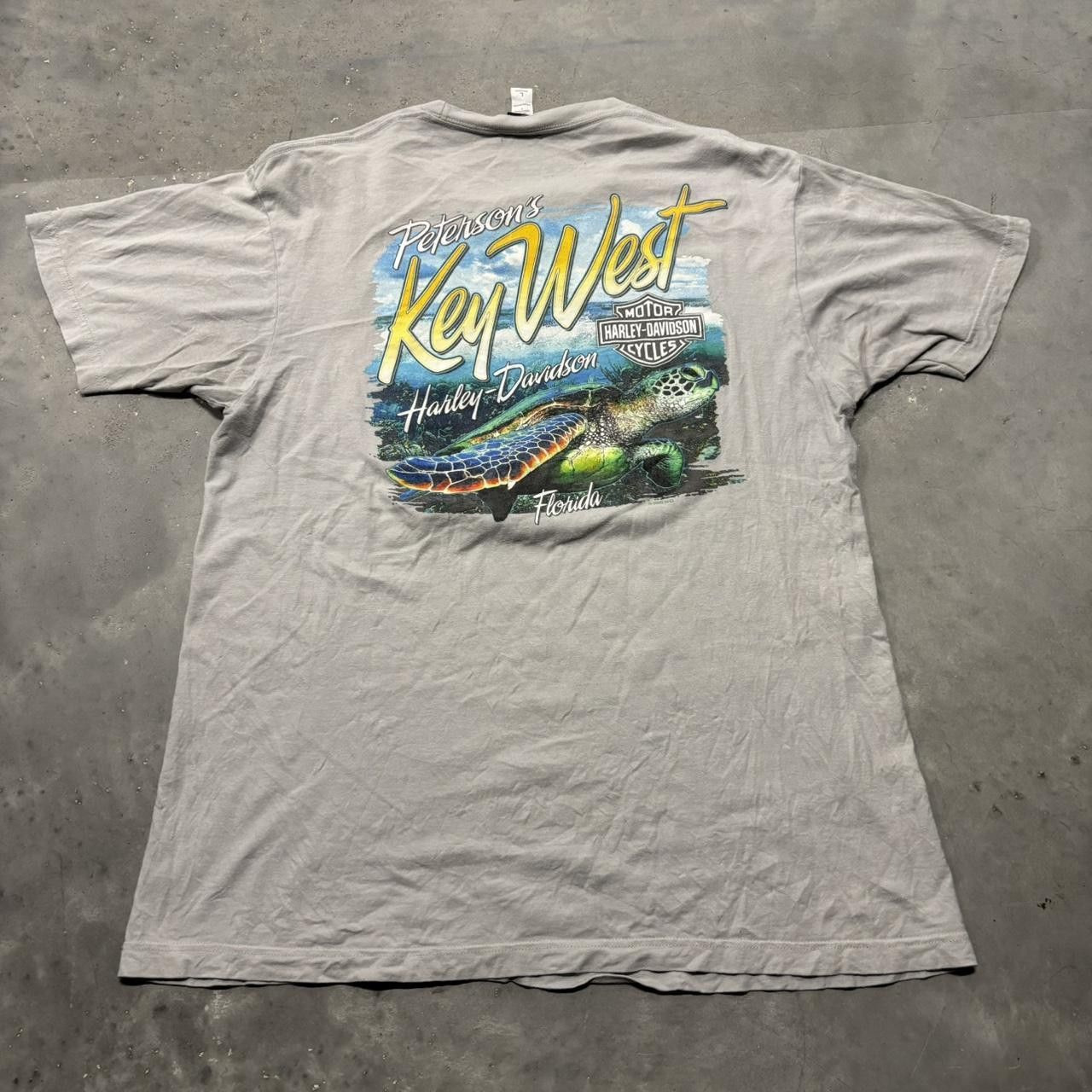 Harley Davidson × Vintage Crazy Vintage Y2K/2000s Grey Harley Davidson Key West Sea Turtle Graphic Tee! Size US L / EU 52-54 / 3 - 1 Thumbnail