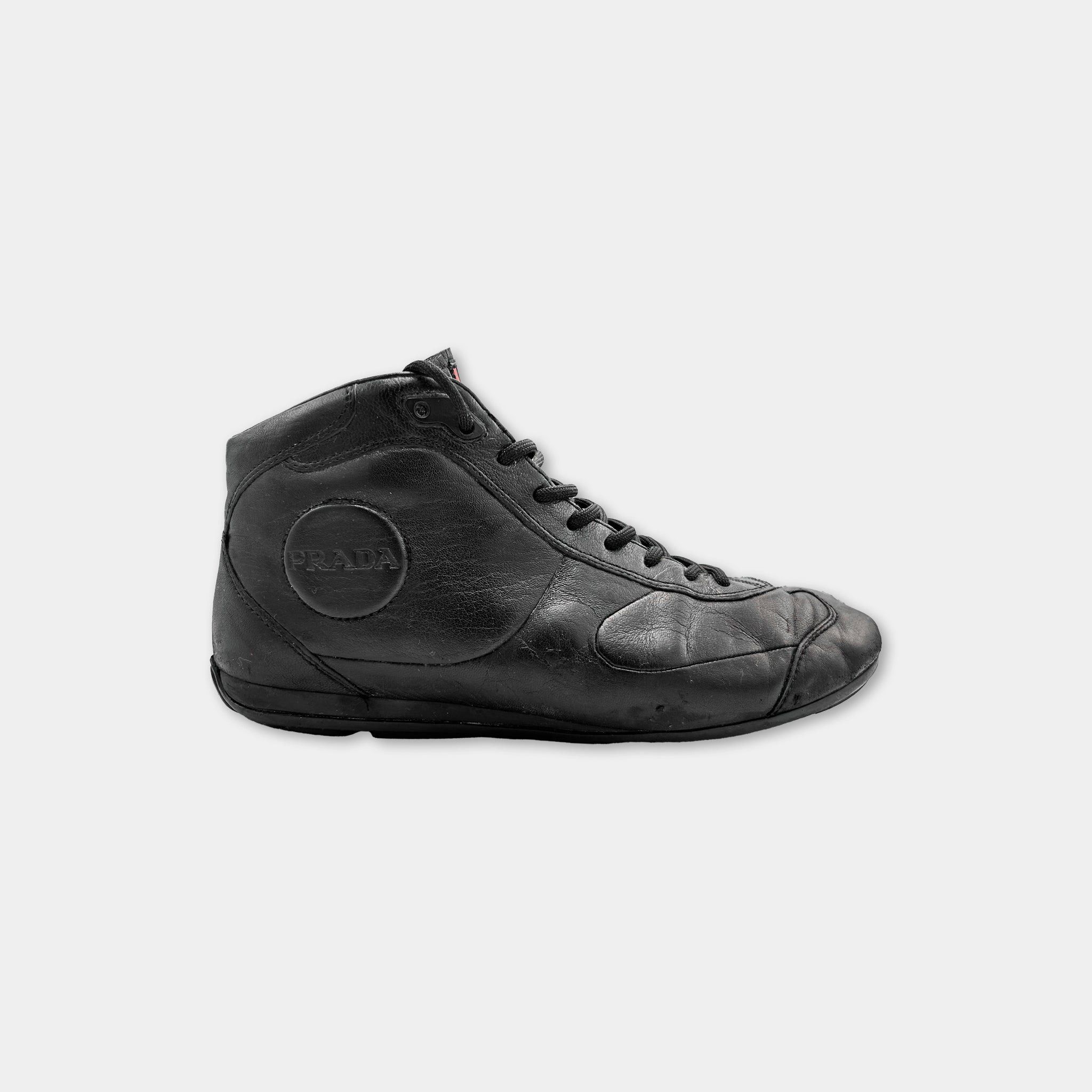 Prada Prada Sport 00's Black Logo Leather Boots Size US 5 / EU 37 - 1 Thumbnail