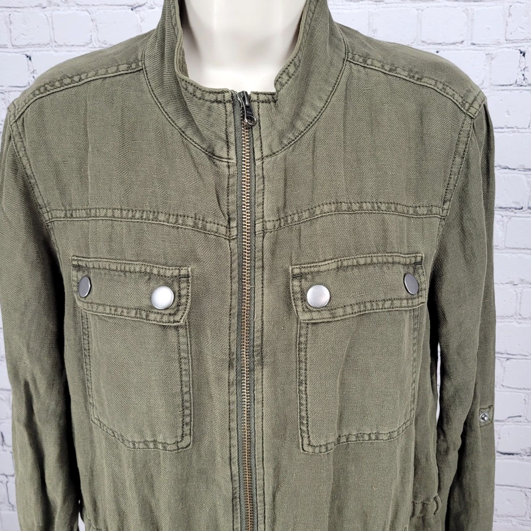 Treasure & Bond Treasure & Bond Jacket Green Linen Blend Unlined Drawstring Waist Military Jacket Small Size S / US 4 / IT 40 - 6 Thumbnail