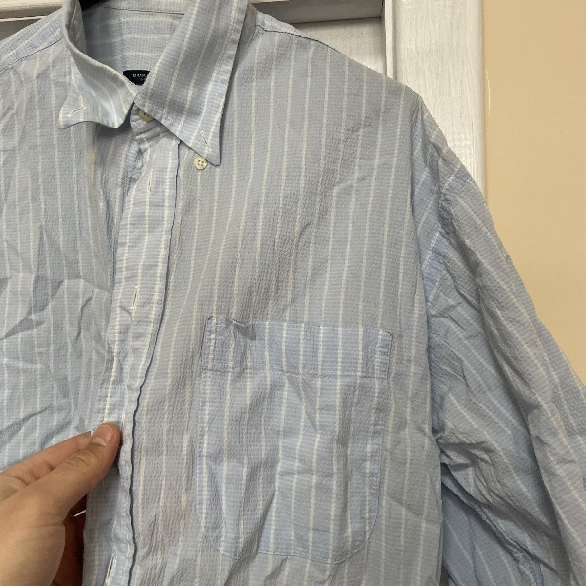 Burberry × Flannel × Vintage Burberry Shirt baby blue striped Hawaii tee Usa nova check Size US L / EU 52-54 / 3 - 4 Thumbnail