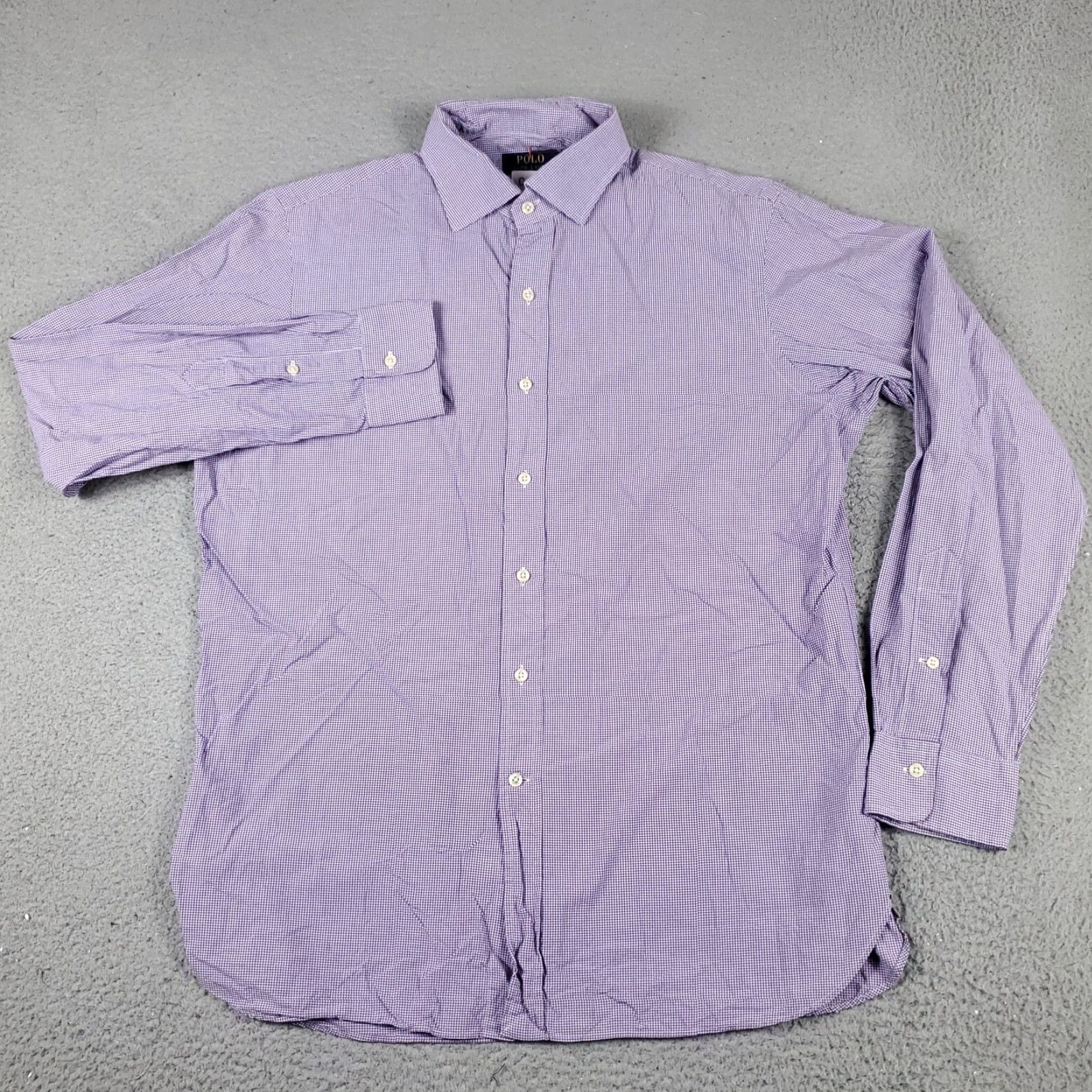 Ralph Lauren Ralph Lauren Dress Shirt Mens 16.5 Purple Check Long Sleeve Button Up Size 42R - 2 Thumbnail