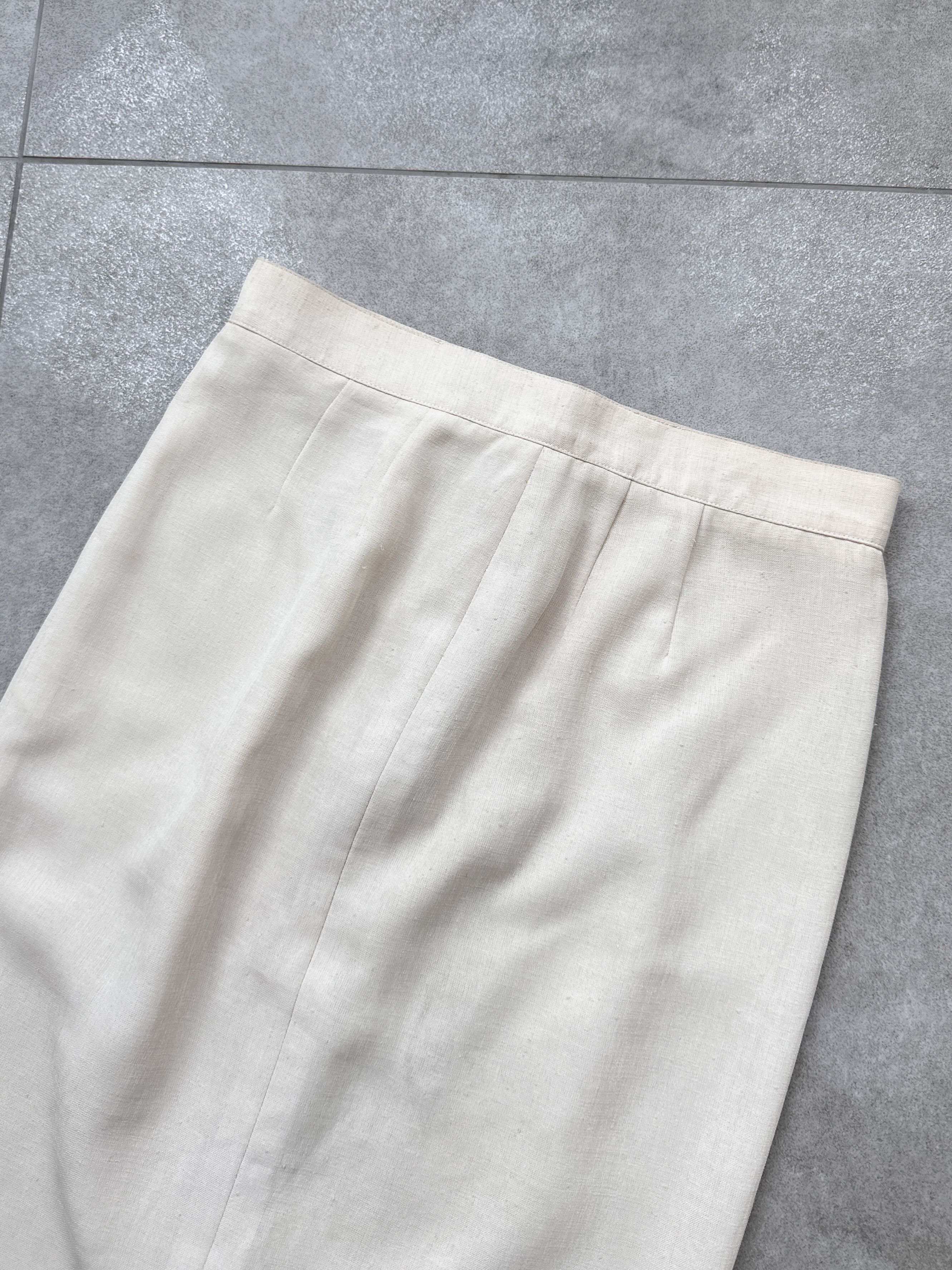 Vintage Vintage Yves Saint Laurent YSL Linen Cream Mini Skirt Size 28" / US 6 / IT 42 - 3 Thumbnail