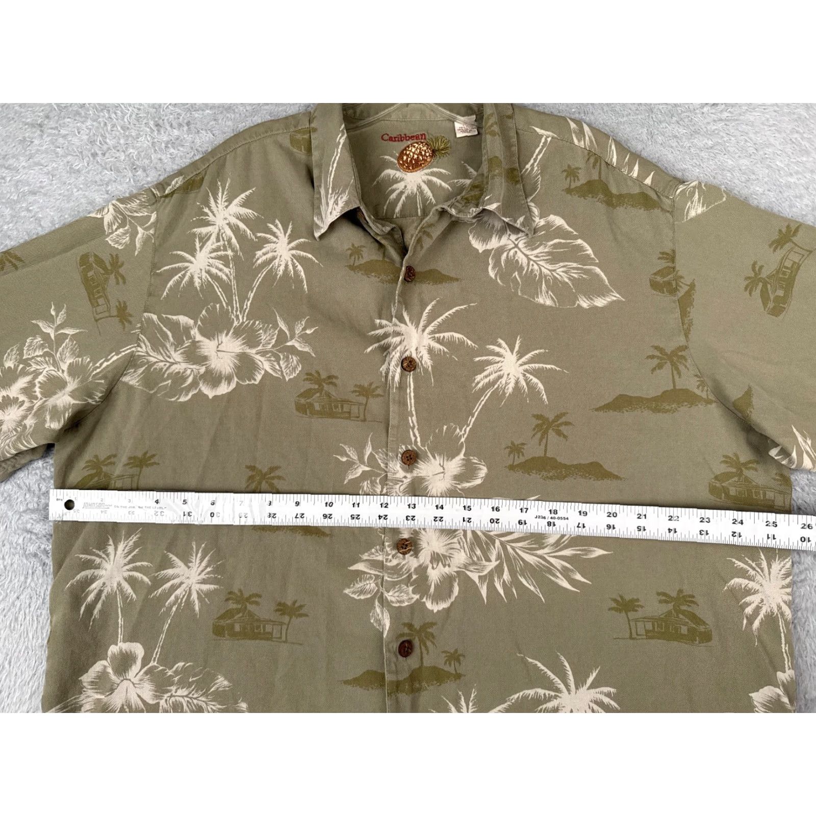 Croft & Barrow Croft & Barrow Caribbean Shirt Mens XL Green Floral Palm Hawaiian Silk Cotton Button-Up Short Sleeve Beach Resort Size US XL / EU 56 / 4 - 7 Thumbnail