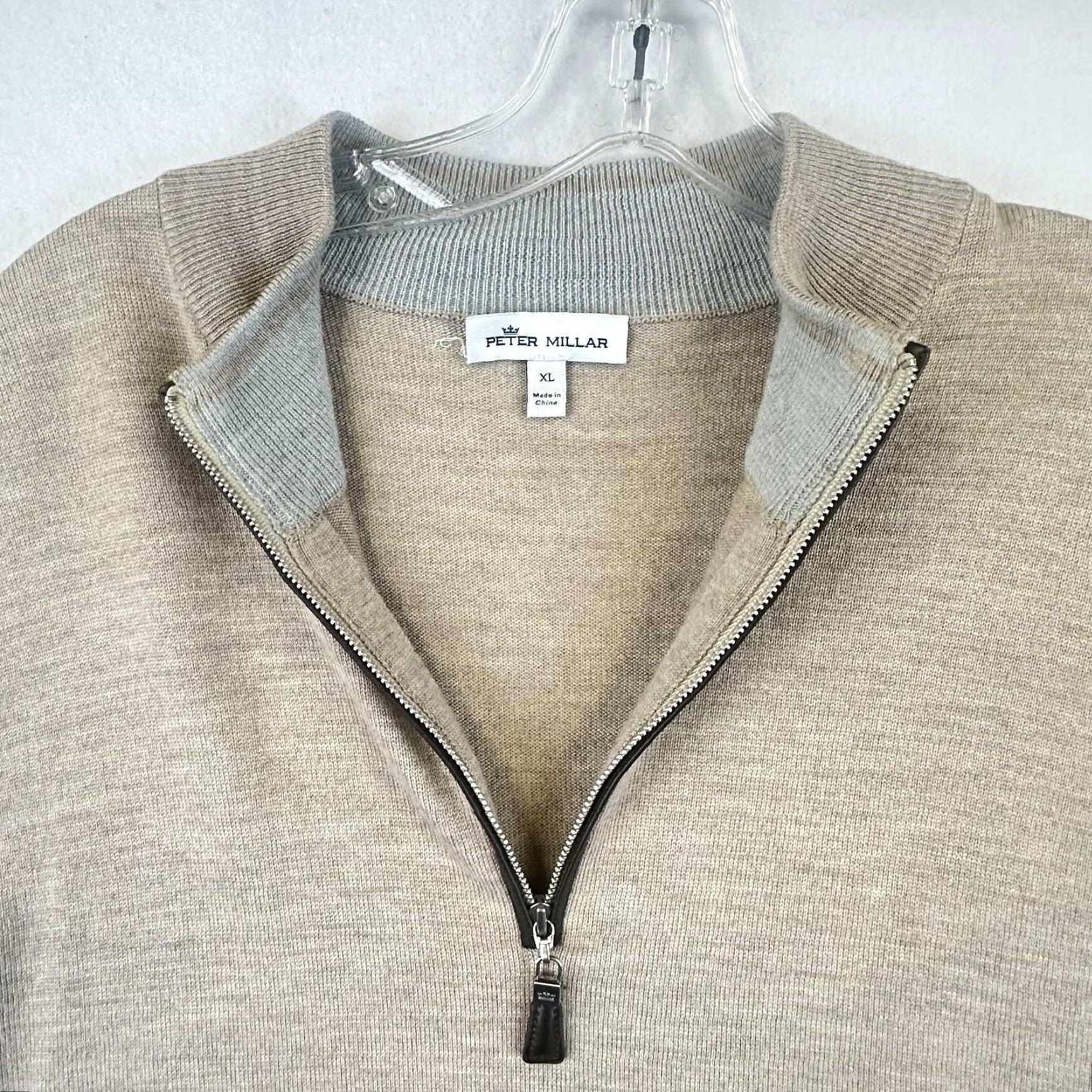 Peter Millar Peter Millar Sweater Mens XL Beige Mock Neck 1/4 Zip Pullover Merino Wool Blend Knit Solid Vintage No hole Flaw Size US XL / EU 56 / 4 - 4 Thumbnail