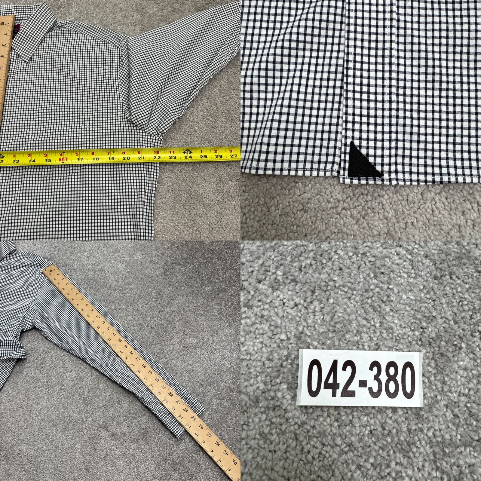 UNTUCKit UNTUCKit Wagner Shirt Mens Medium Black White Gingham Check Button Down Nylon Size US M / EU 48-50 / 2 - 9 Thumbnail