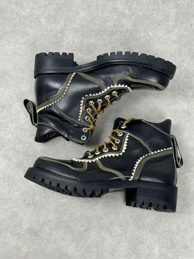 Dsquared2 2000s Dsquared2 Black Leather Contrast Stitch Boots Size US 8 / EU 41 - 7 Thumbnail