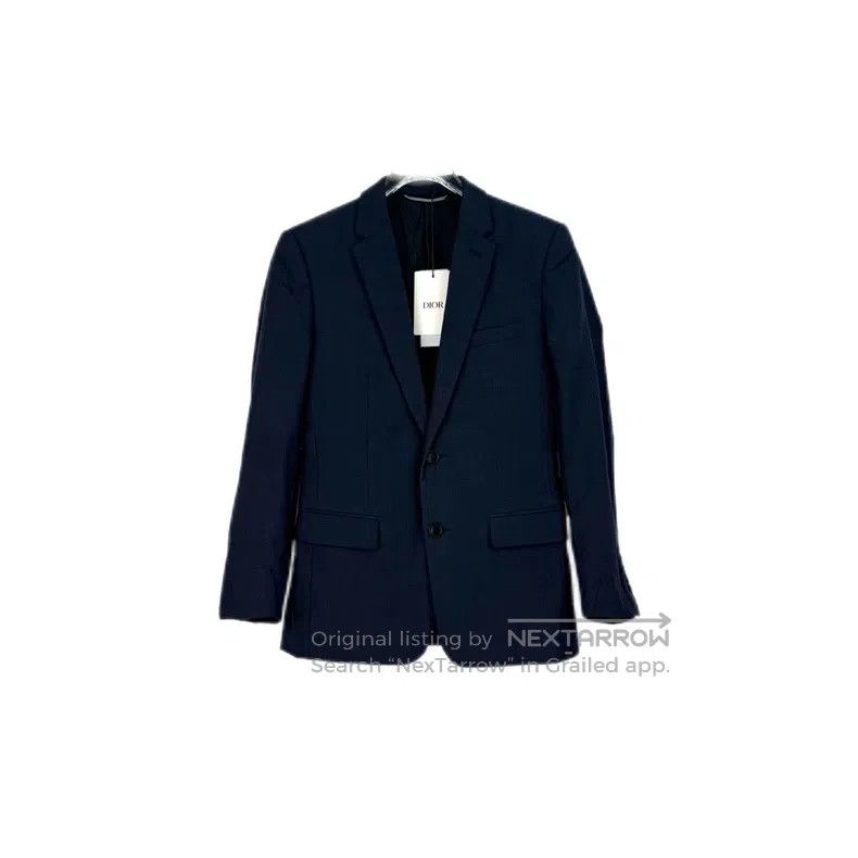 Dior Dior Dark blue plaid wool tweed suit jacket Size 44R - 1 Thumbnail