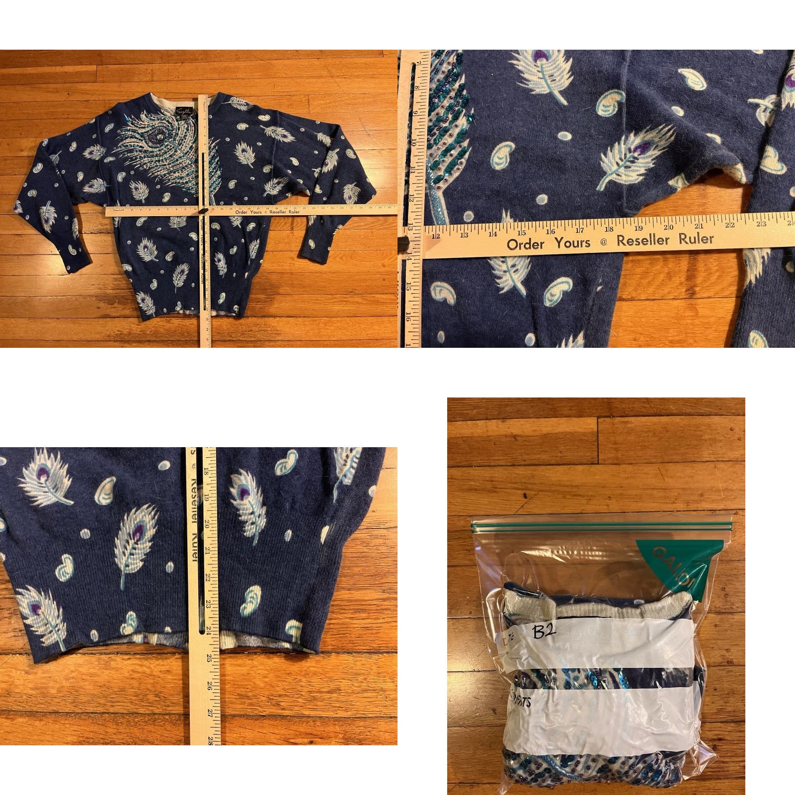 Vintage VINTAGE Suzelle Sweater Woman’s M Blue Angora Lambswool Sequin Beaded 80s Crew Neck Pullover Knit Wool Pattern Geometric Casual Party/Cocktail Size M / US 6-8 / IT 42-44 - 8 Thumbnail